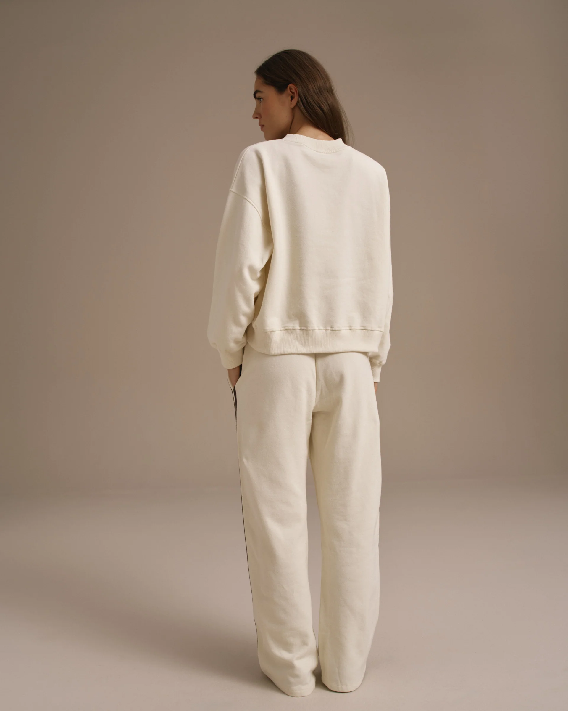 Varsity Loose Fit Sweatpants - Marshmallow White/Coffee Bean - Image 2