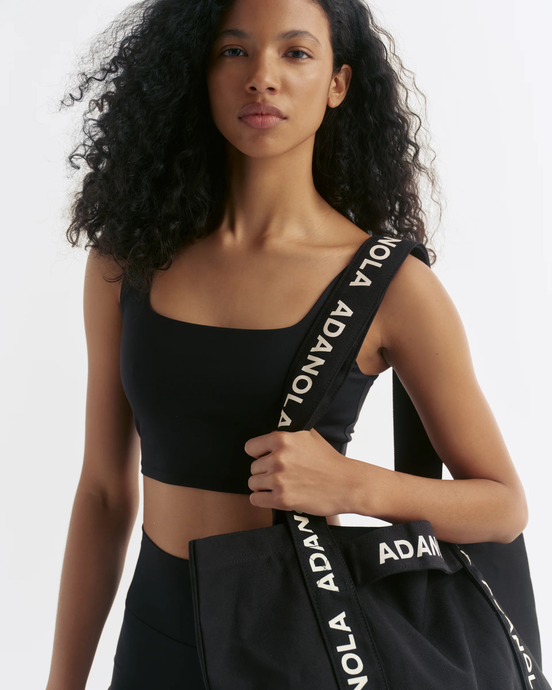Branded Strap Tote Bag - Black/Cream - Image 2