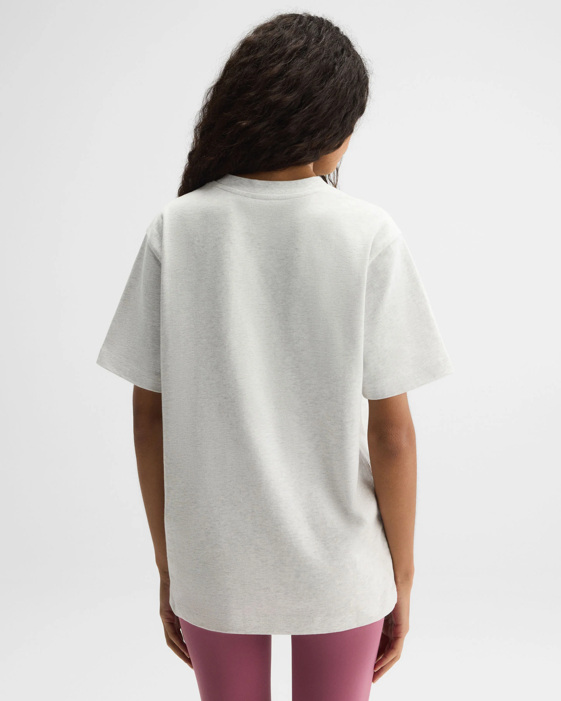 Adanola Script Embroidered Short Sleeve Oversized T-shirt - Light Grey Melange/Damson Red - Image 3