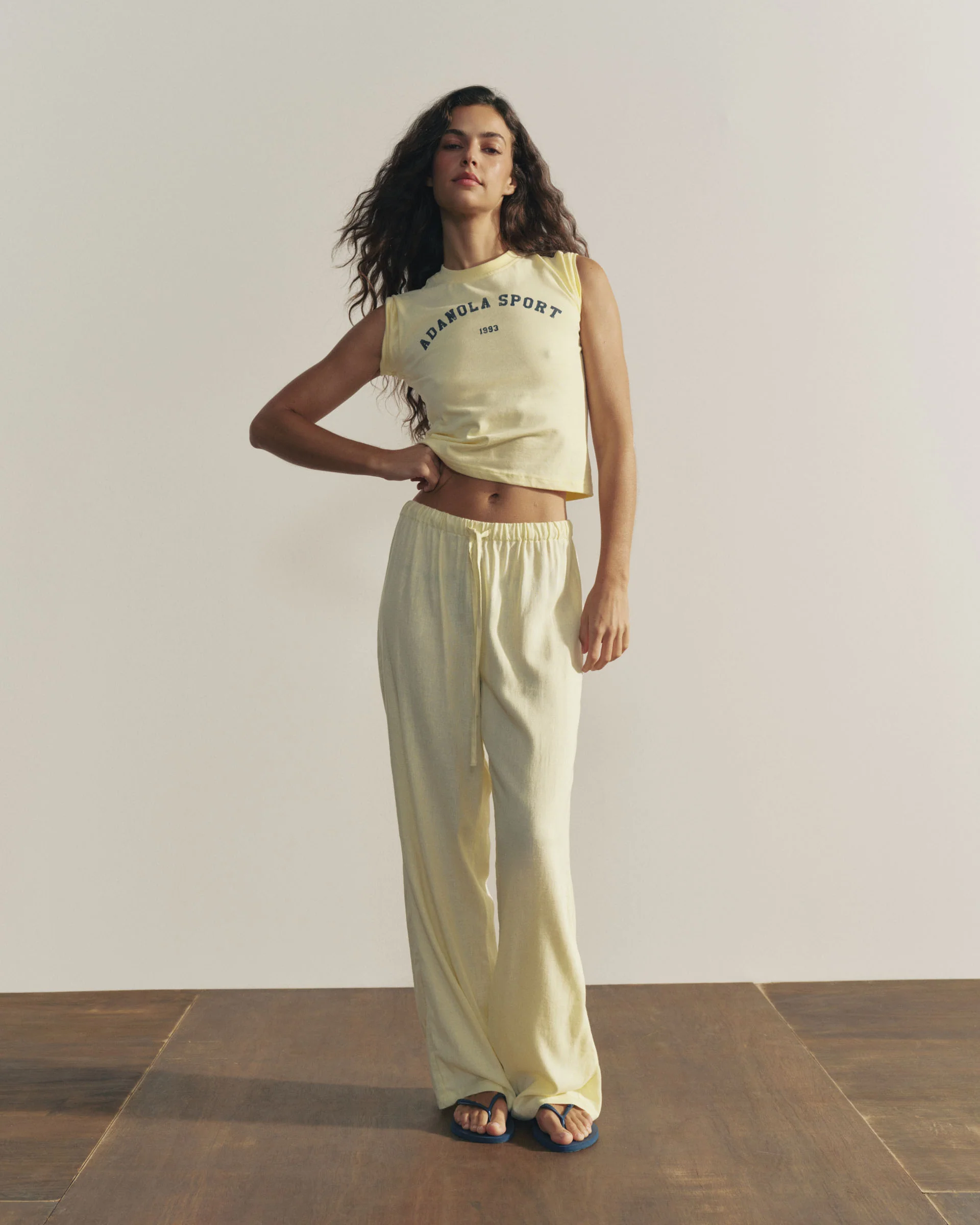 Adanola Sport Baby Tee - Buttercream/Navy Blue - Image 5