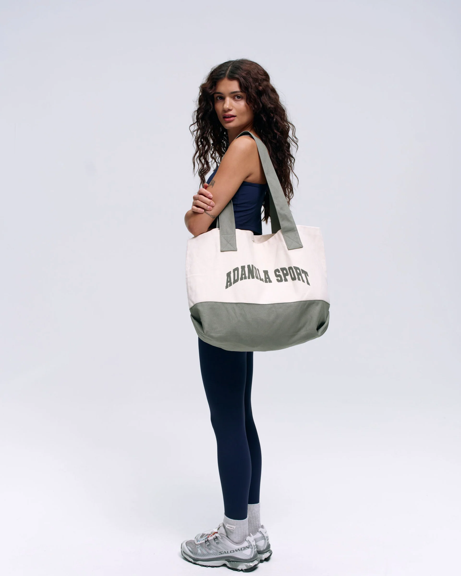 Adanola Sport Branded Tote - Cream/Olive - Image 2
