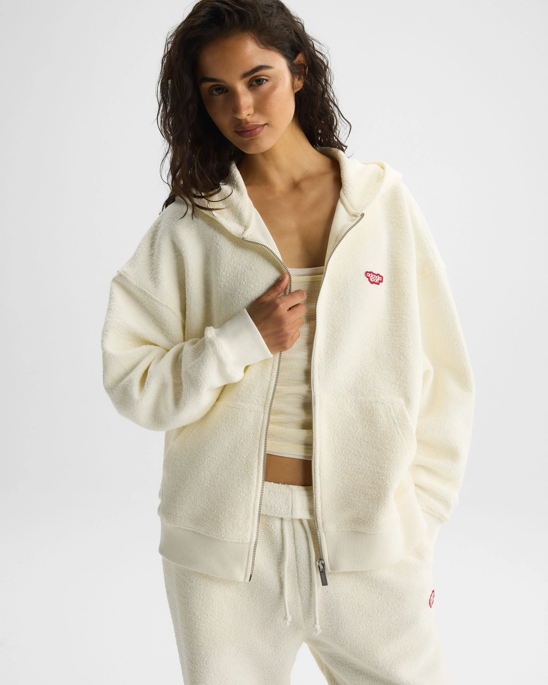 AS Reverse Loopback Zip Through Hoodie - Marshmallow White - Image 3