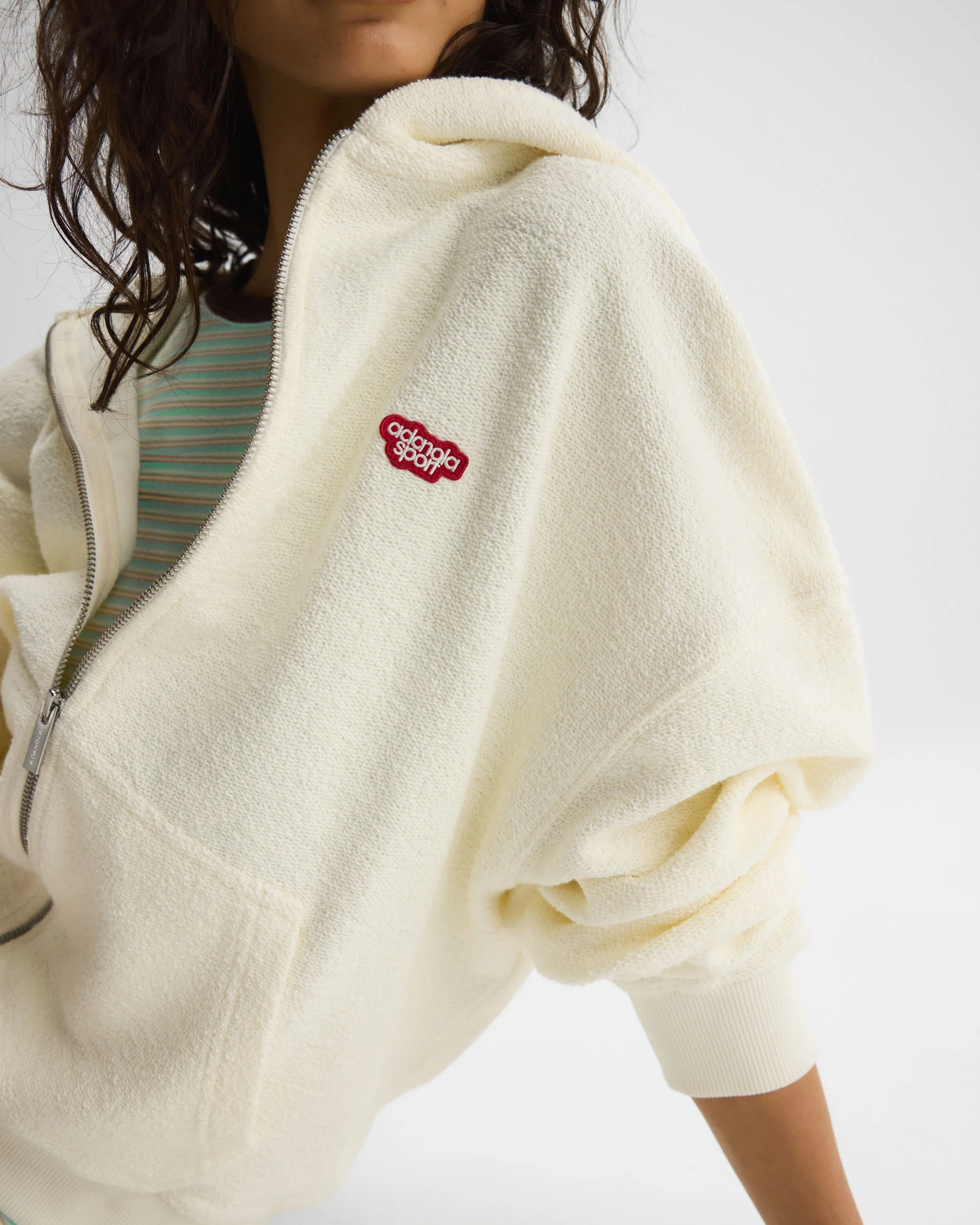 AS Reverse Loopback Zip Through Hoodie - Marshmallow White - Image 5