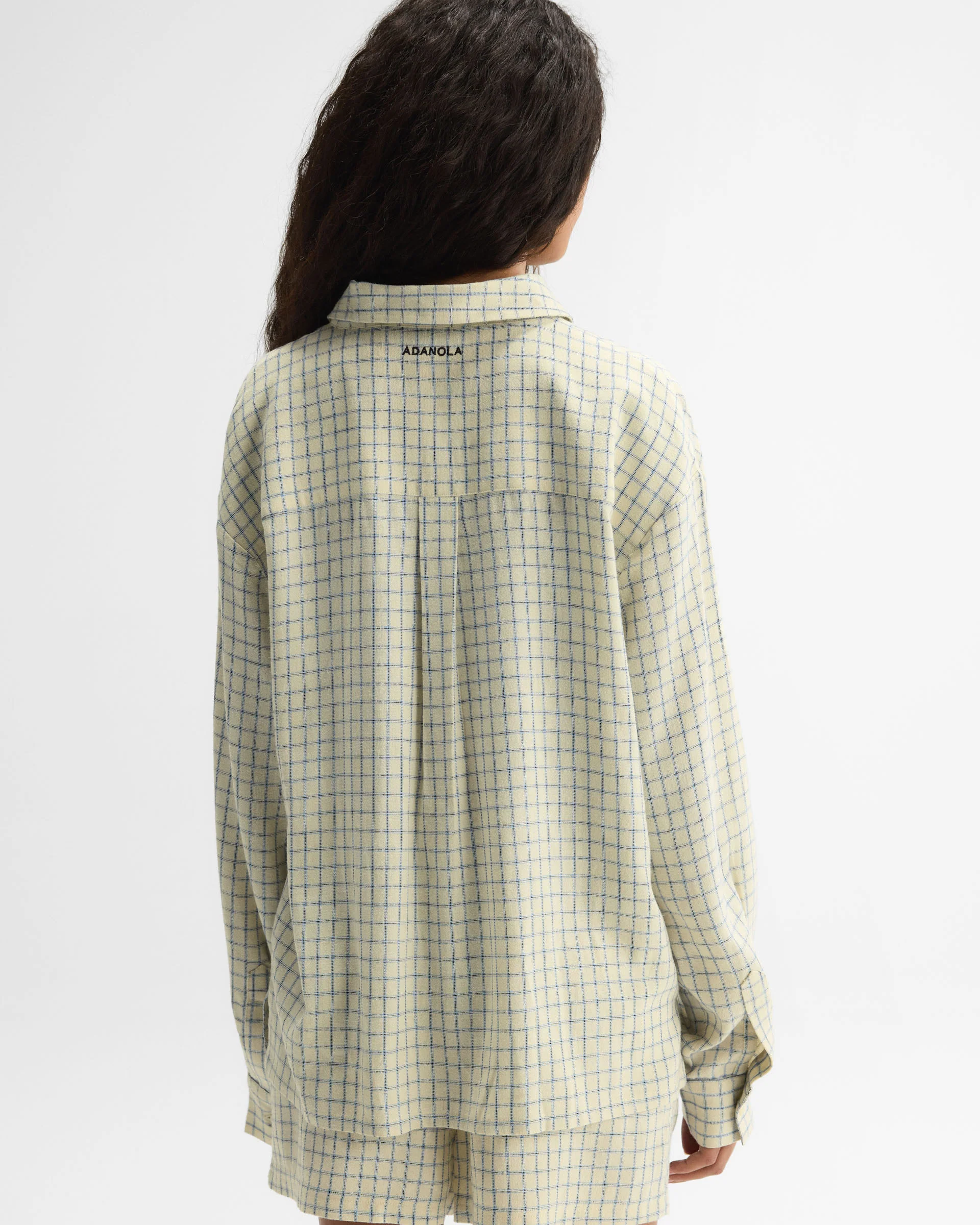 Checked Linen Blend Shirt - Buttercream - Image 2