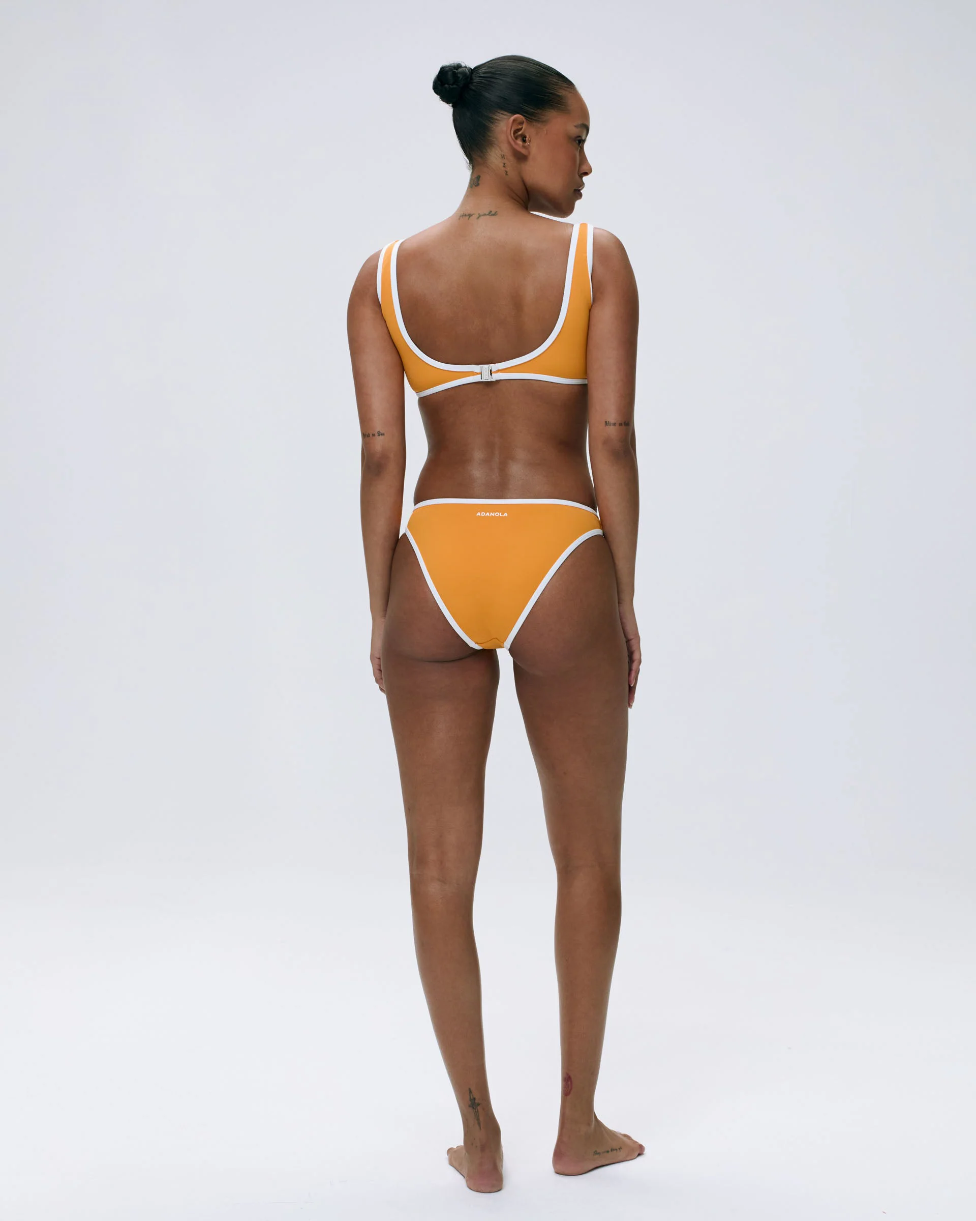 Contrast Bikini Bottom - Mango Orange/Marshmallow White - Image 2