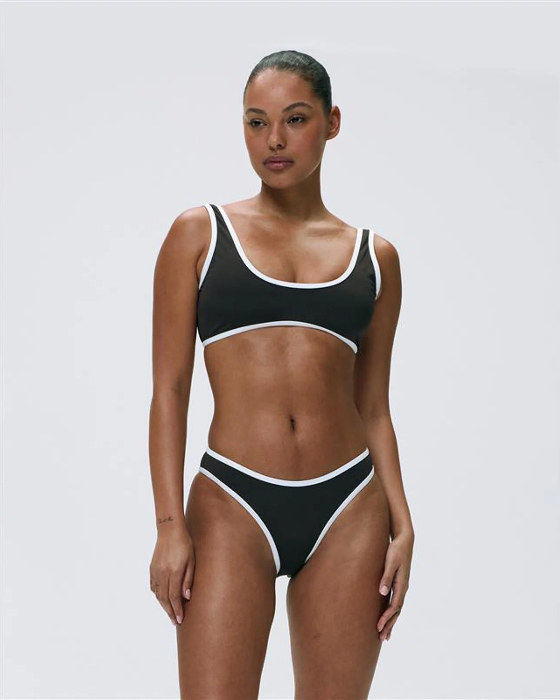 Contrast Scoop Bikini Top - Coffee Bean/Marshmallow White - Image 3