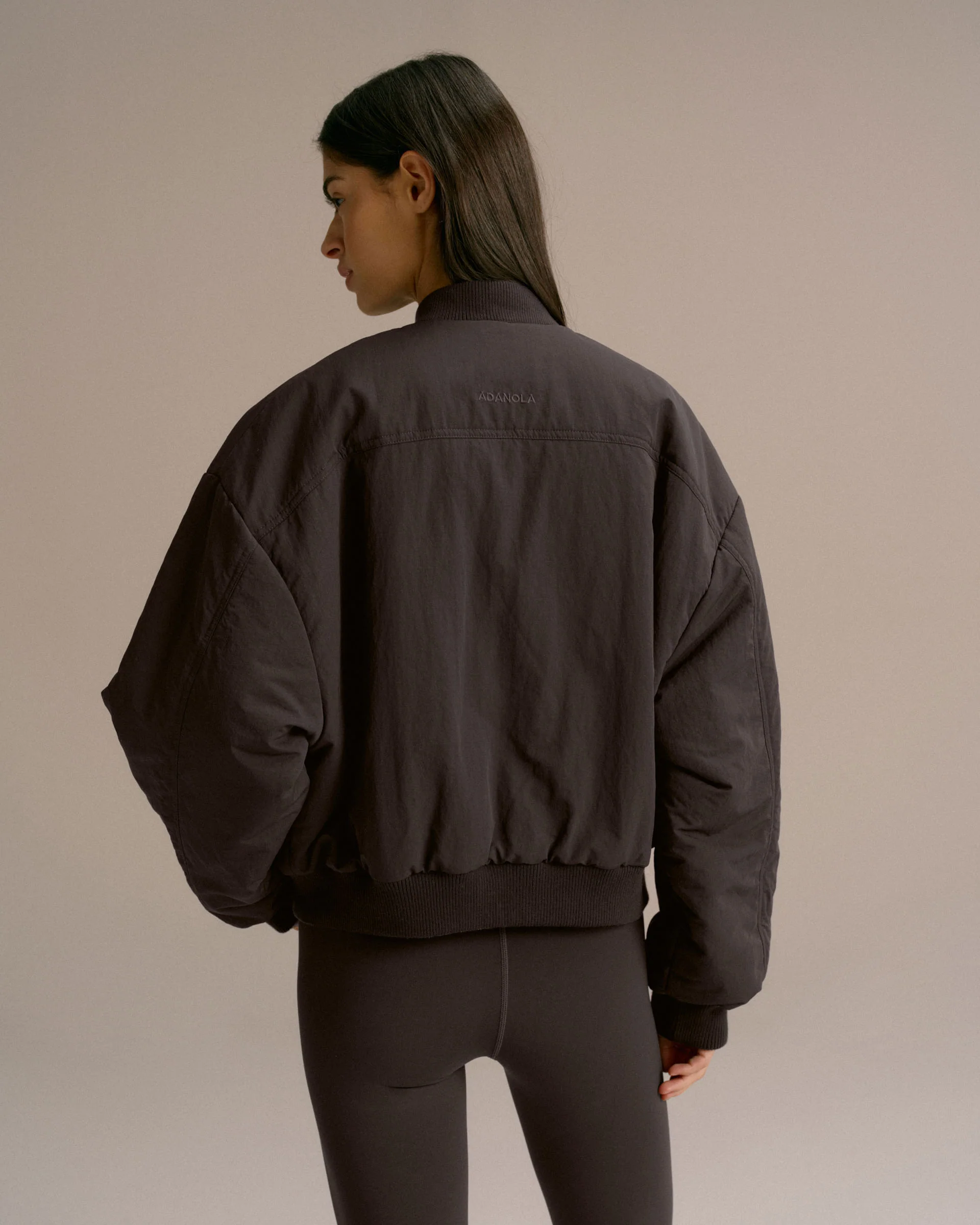 Drop Shoulder Reversible Bomber Jacket - Coffee Bean/Marshmallow White - Image 2