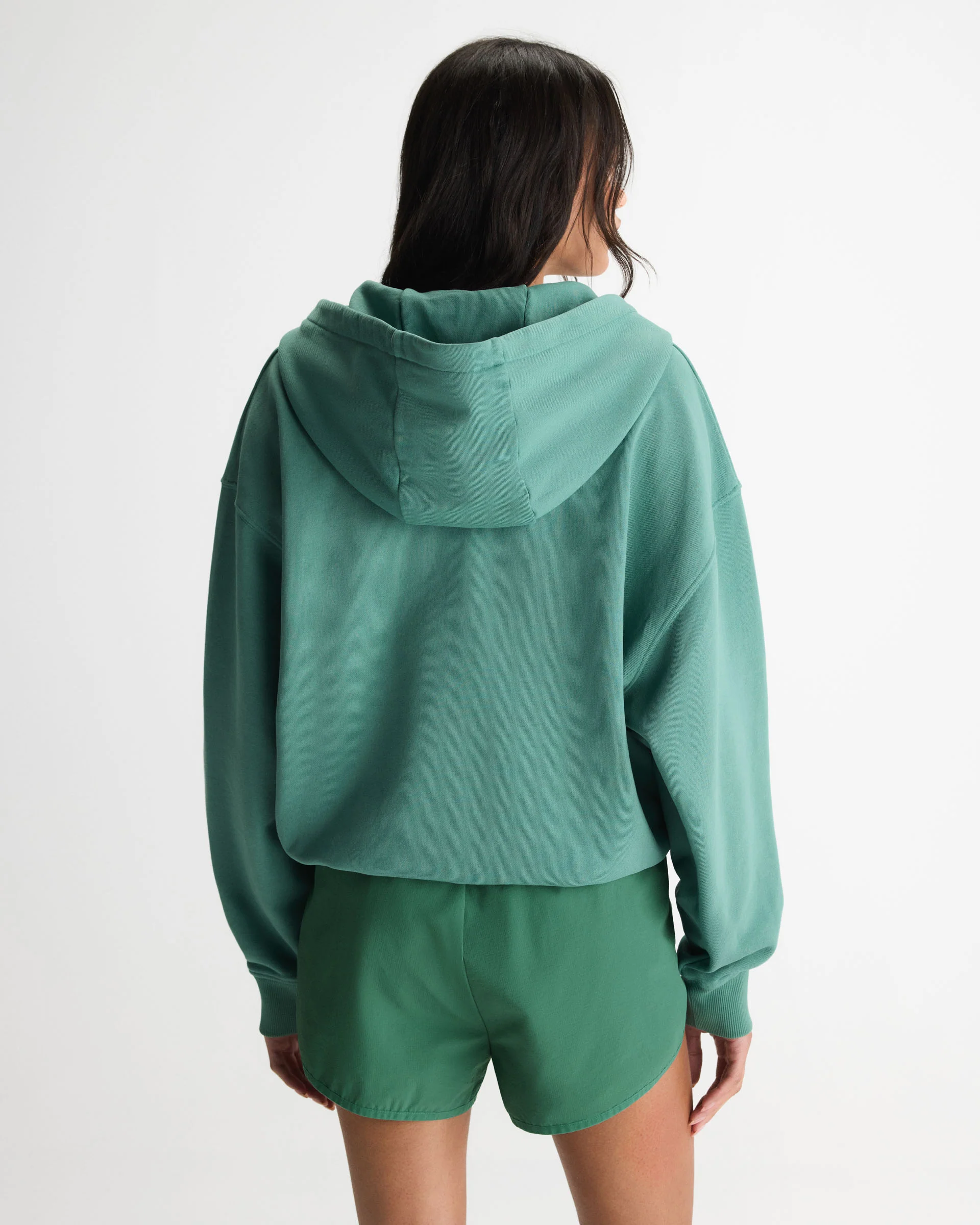 Everyday Active Washed Relaxed Zip Through Hoodie - Eucalyptus Green/Buttercream - Image 2