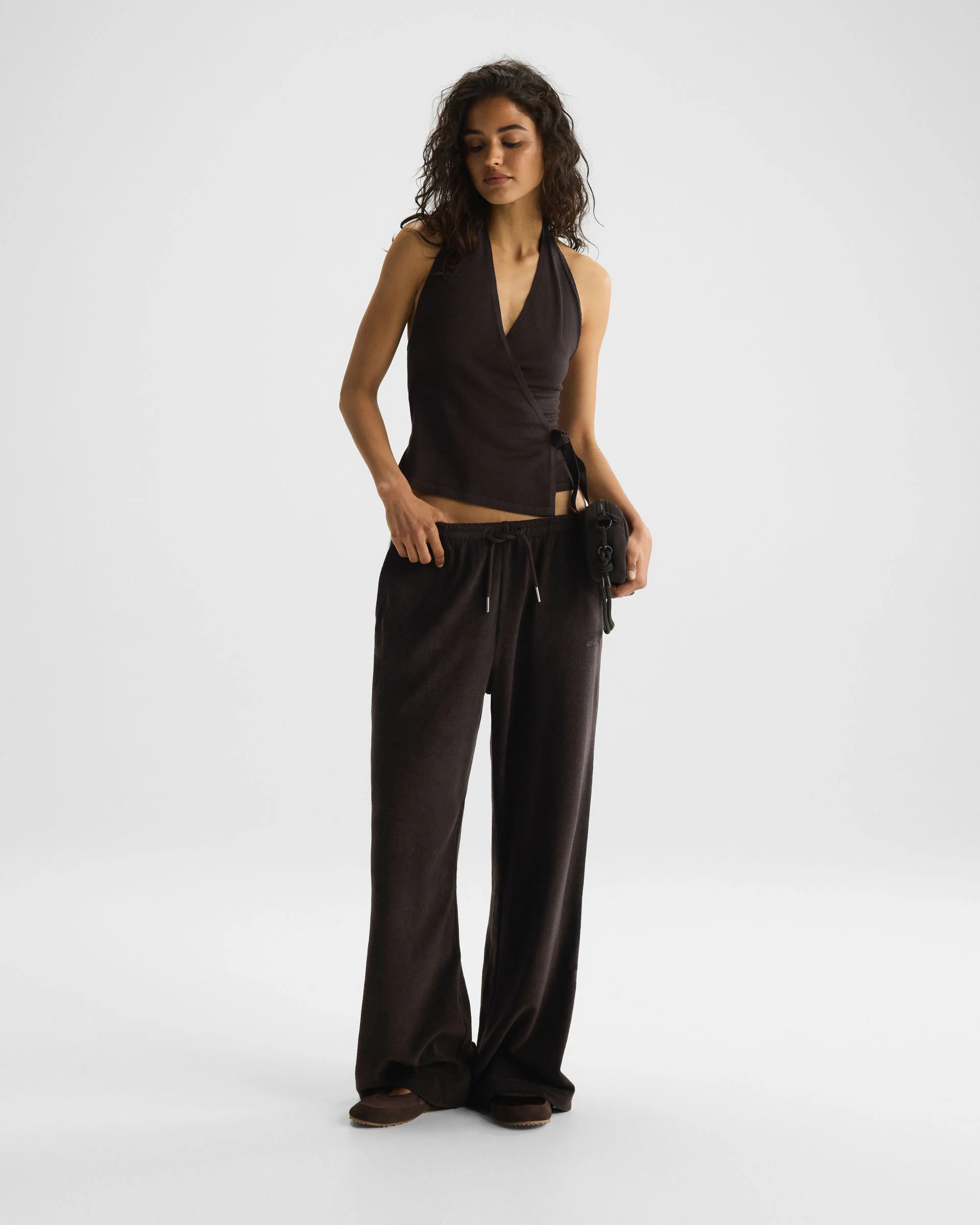 Fine Gauge Knit Halter Neck Top - Coffee Bean - Image 4