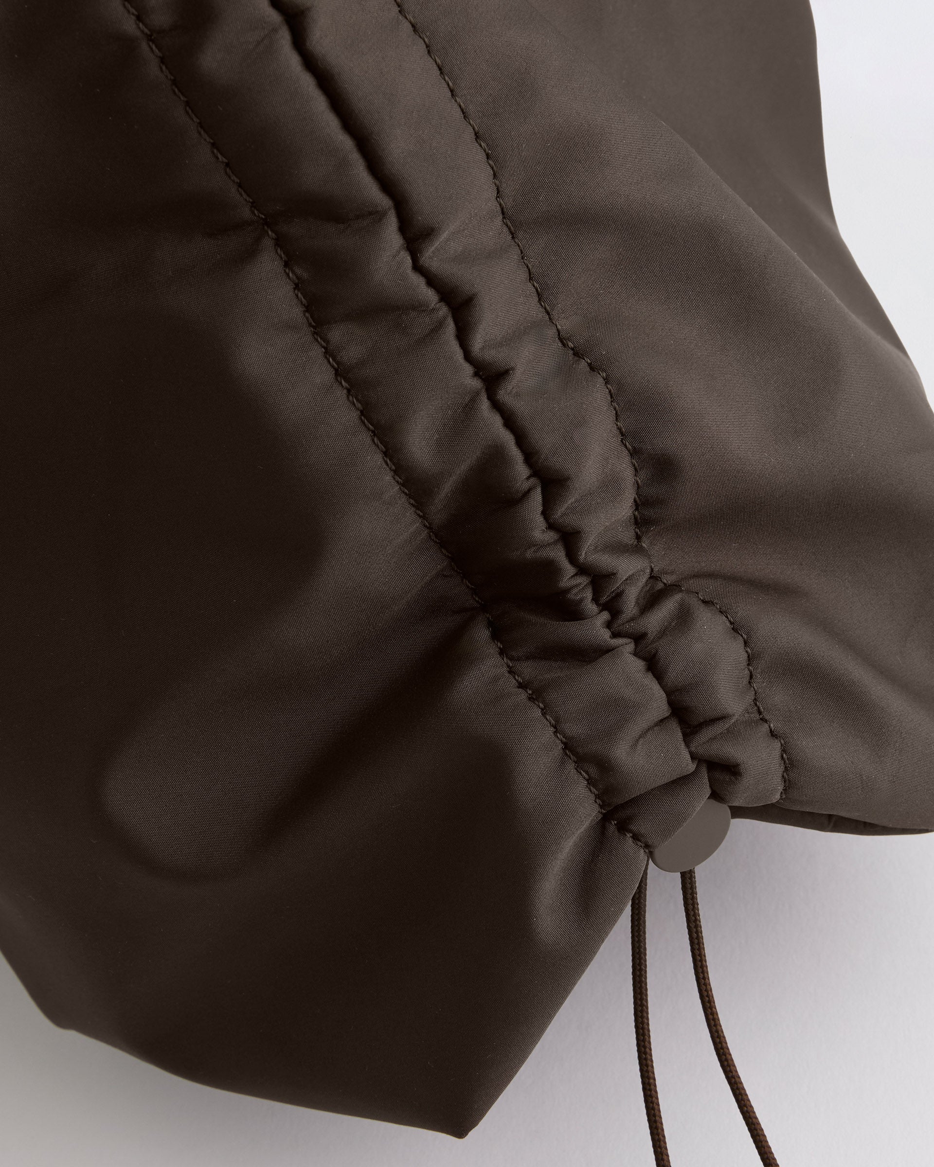 Gathered Nylon Shoulder Bag - Coffee Bean - Image 4