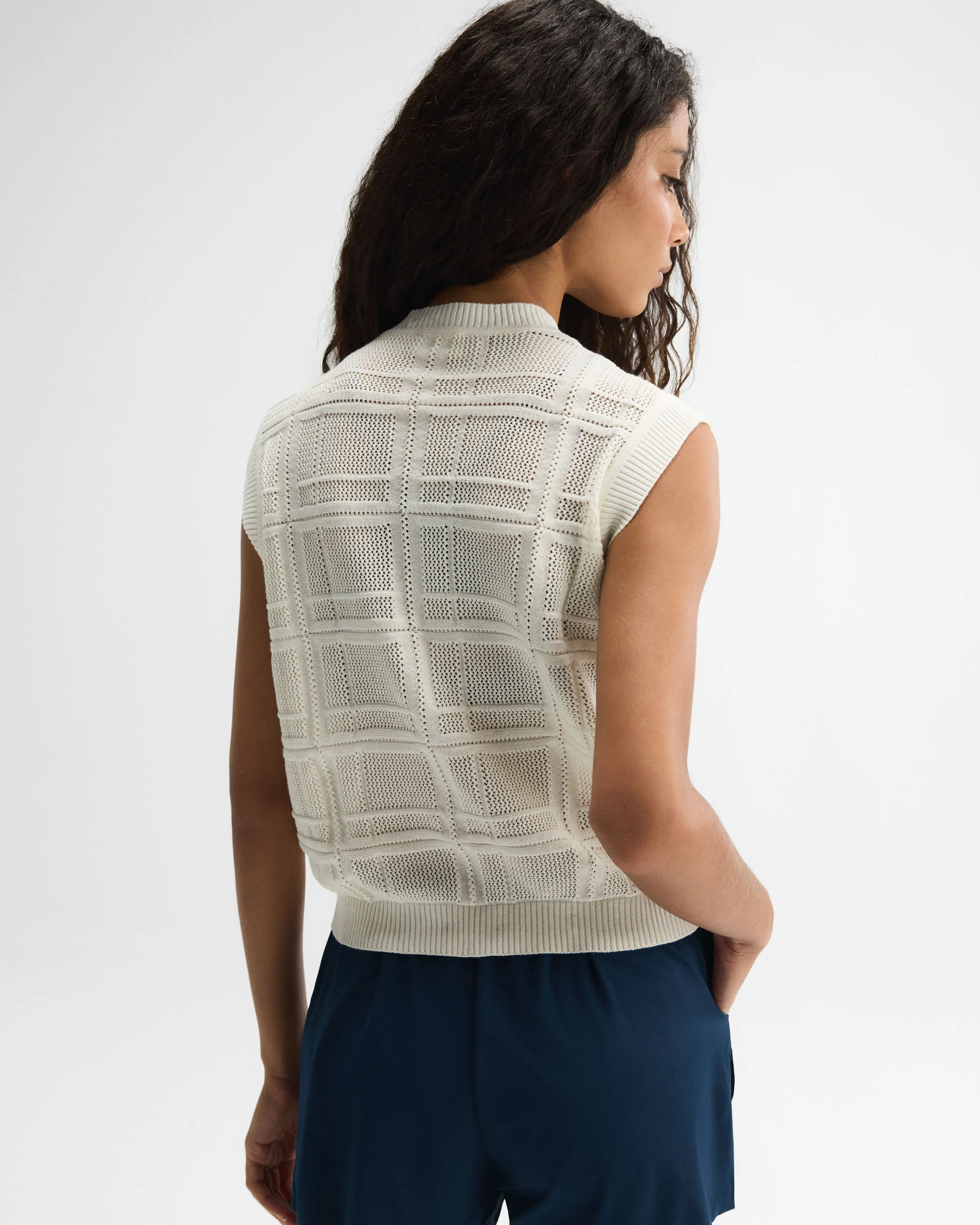 Jaquard Knit Vest Top - Marshmallow White - Image 2