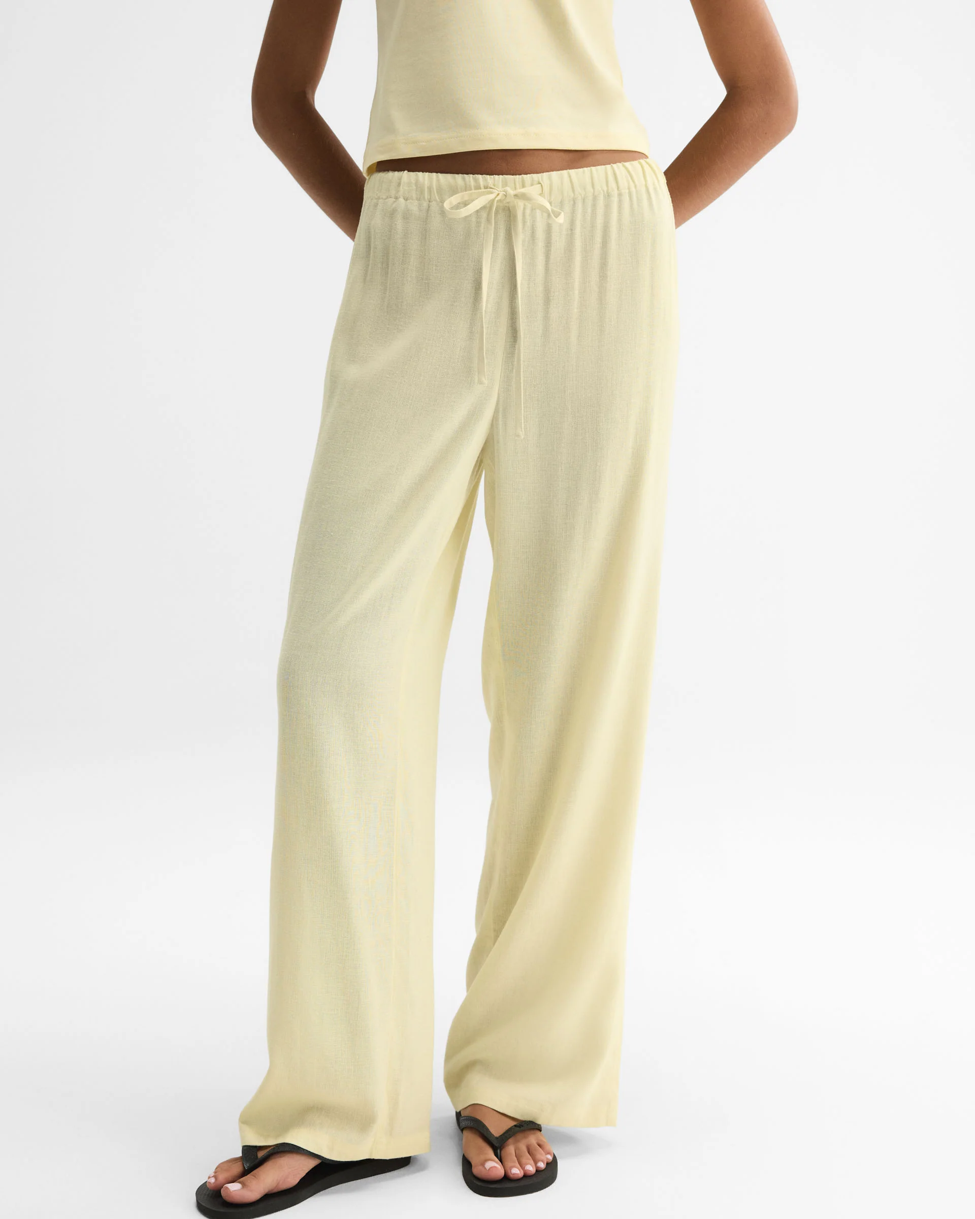 Linen Blend Pants - Buttercream - Image 4