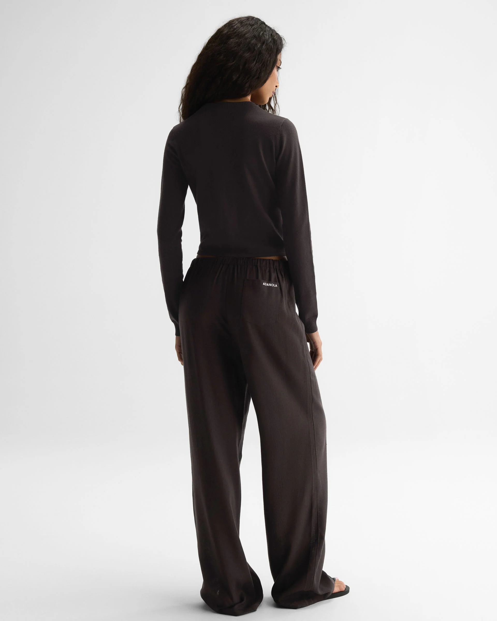 Linen Blend Pants - Coffee Bean - Image 2