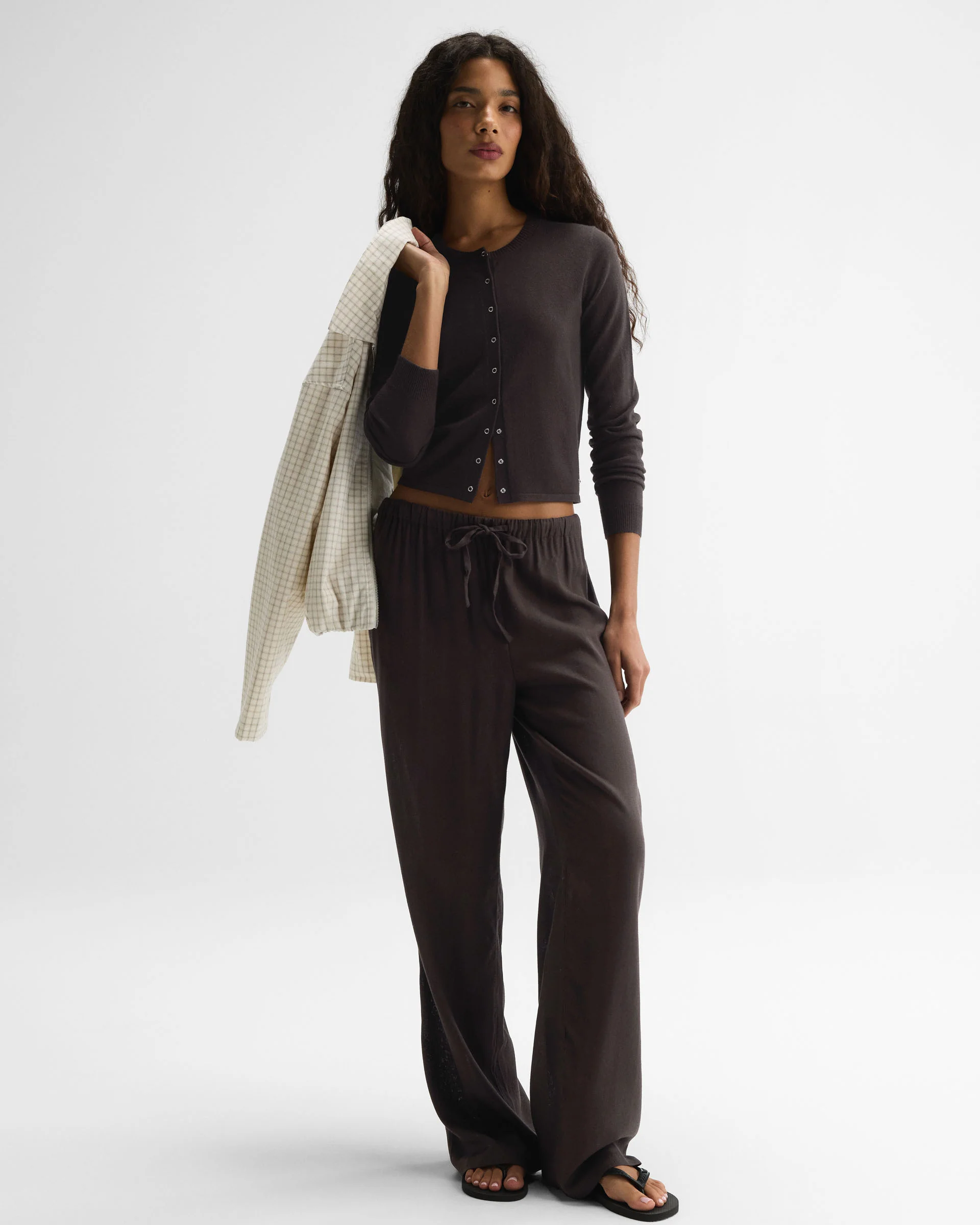 Linen Blend Pants - Coffee Bean - Image 6