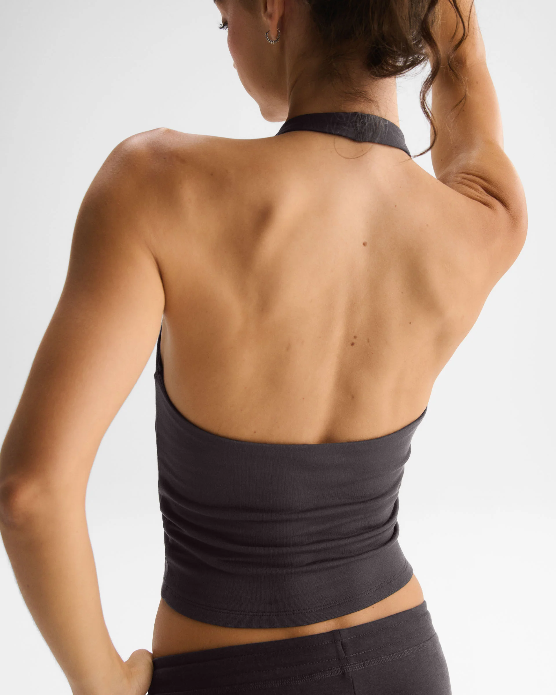 Modal Soft Halter Neck Tank Top - Coffee Bean - Image 2