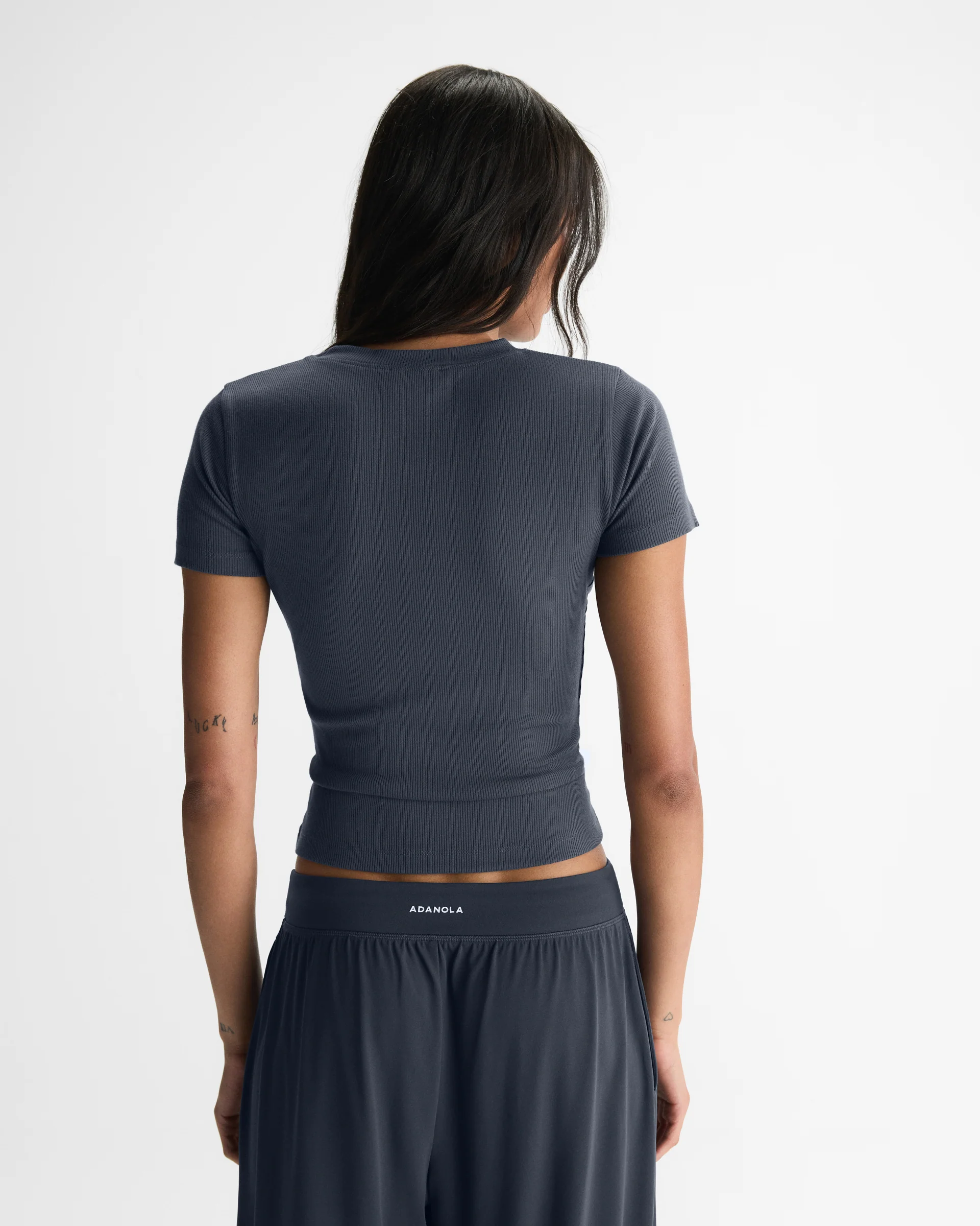 Modal Soft Rib Short Sleeve Top - Midnight Blue - Image 3
