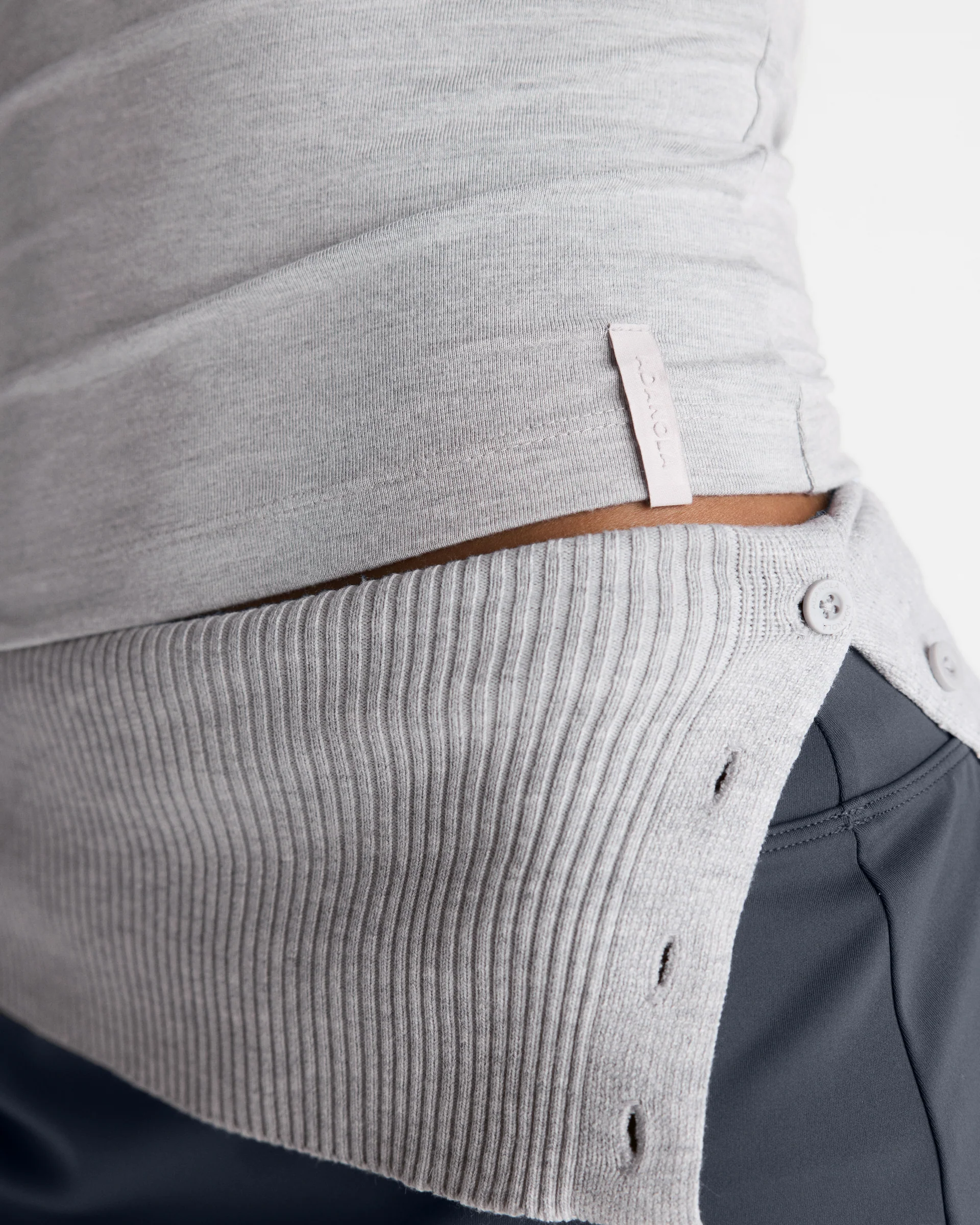 Modal Soft Short Sleeve Top - Light Grey Melange - Image 4