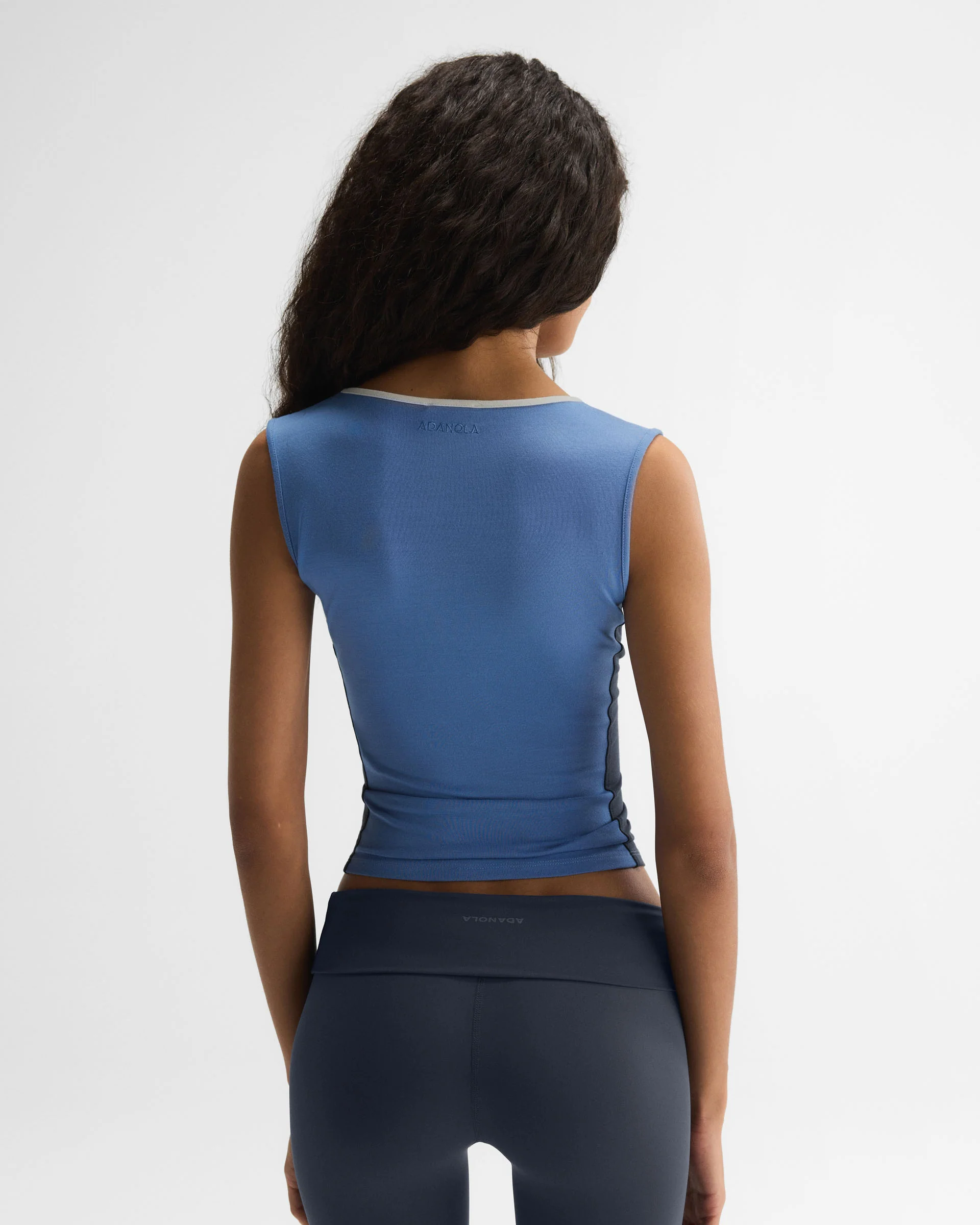 Modal Soft V-Neck Detail Top - Blossom Blue - Image 2