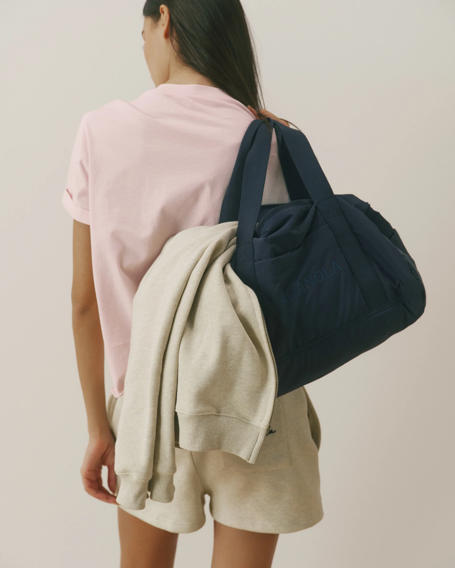 Nylon Duffle Gym Bag - Navy Blue - Image 5