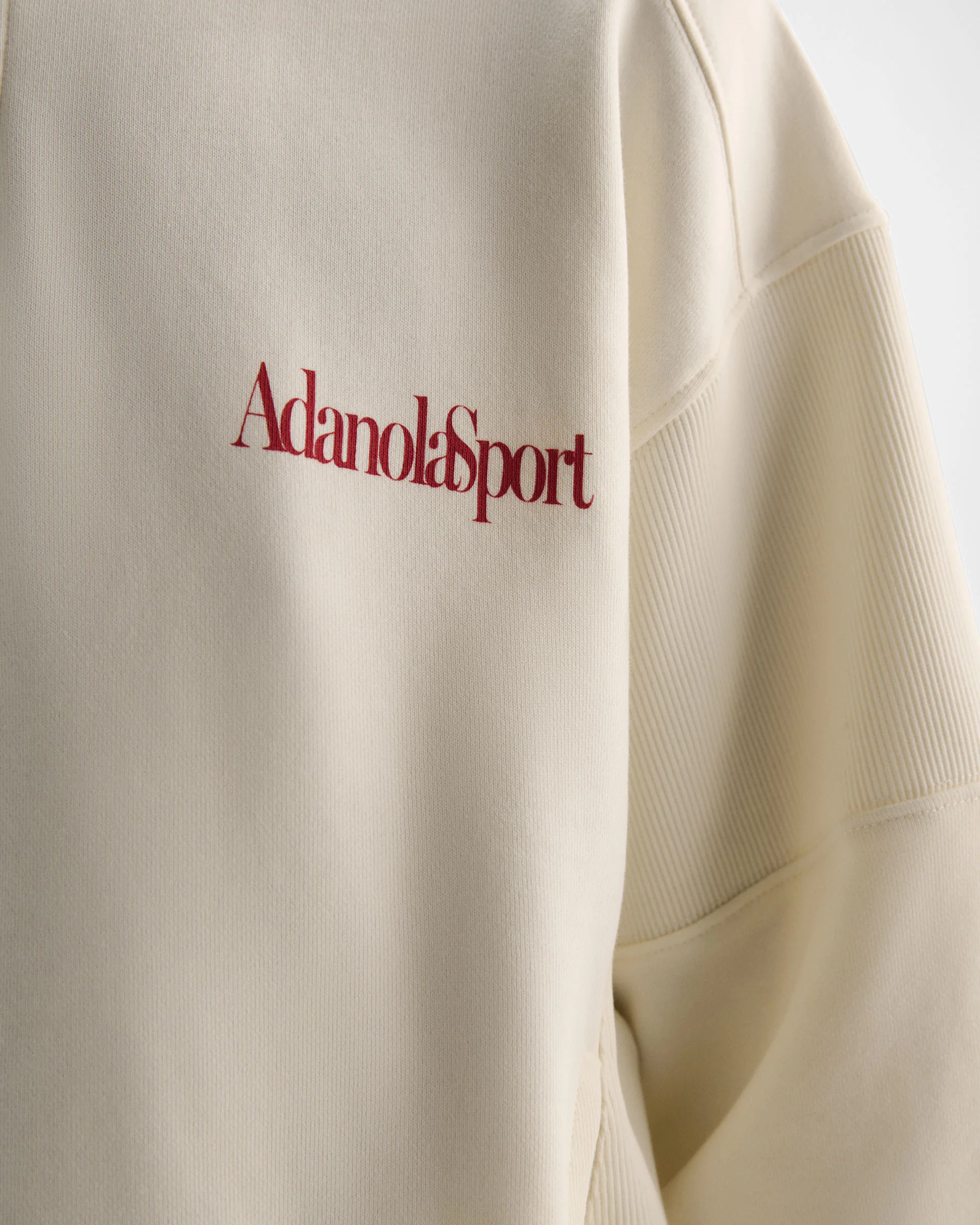 Retro AS Oversized Funnel Neck Zip Sweatshirt - Marshmallow White/Classic Red - Image 3