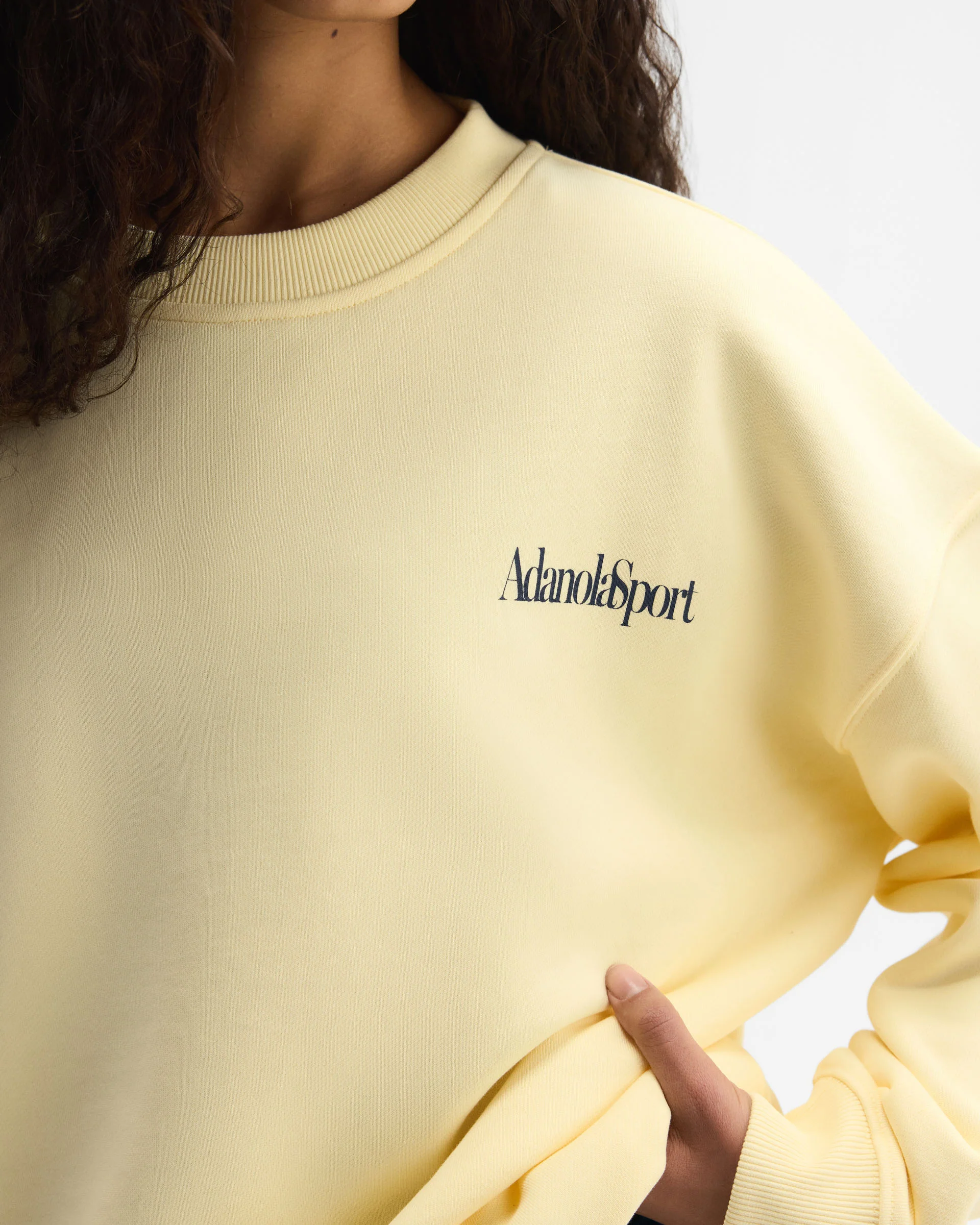 Retro AS Oversized Sweatshirt - Buttercream/Navy Blue - Image 3