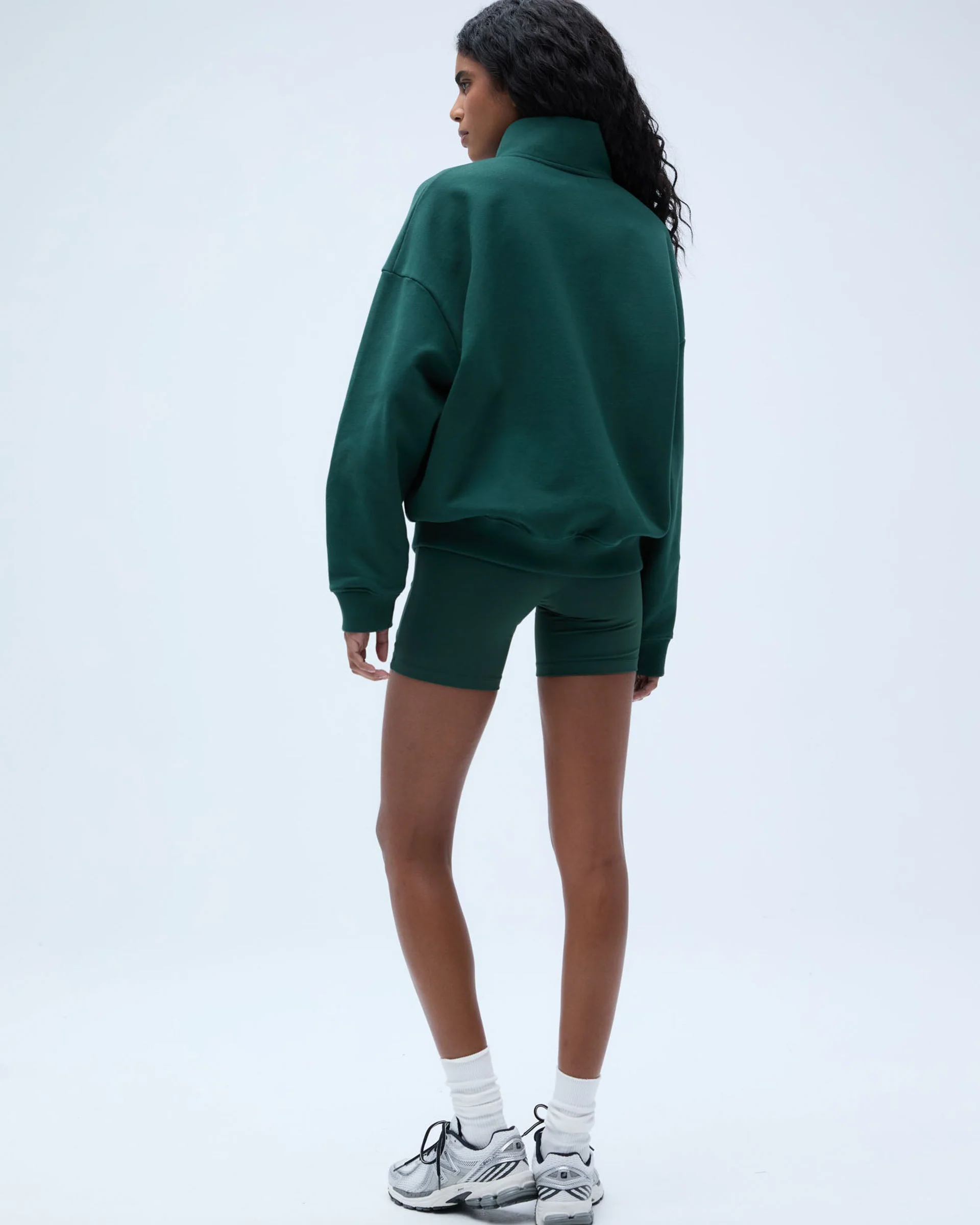 Runners Oversized Funnel Full Zip Sweatshirt - Pine Green - Image 2