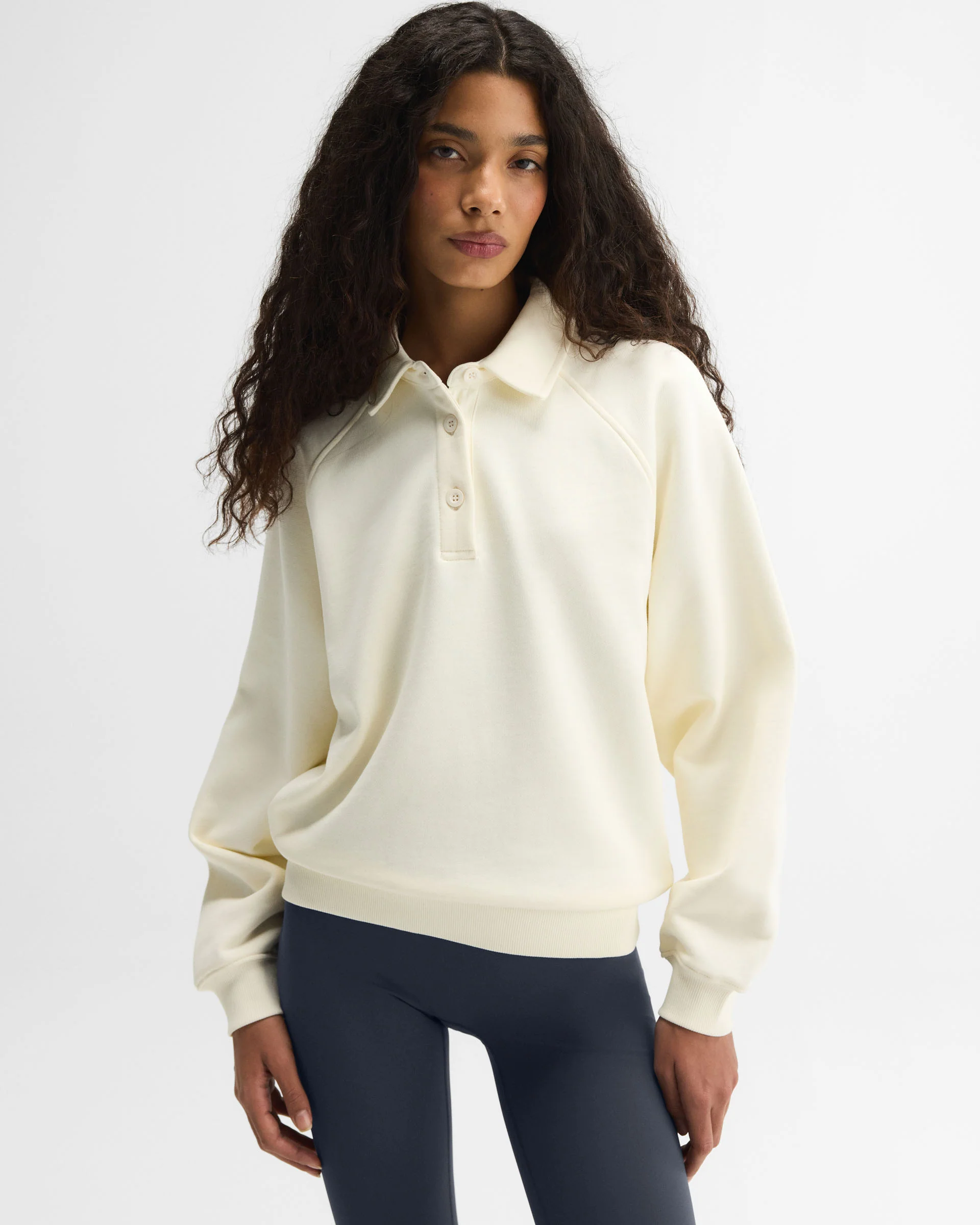 Slouchy Oversized Rugby Sweatshirt - Marshmallow White - Image 4