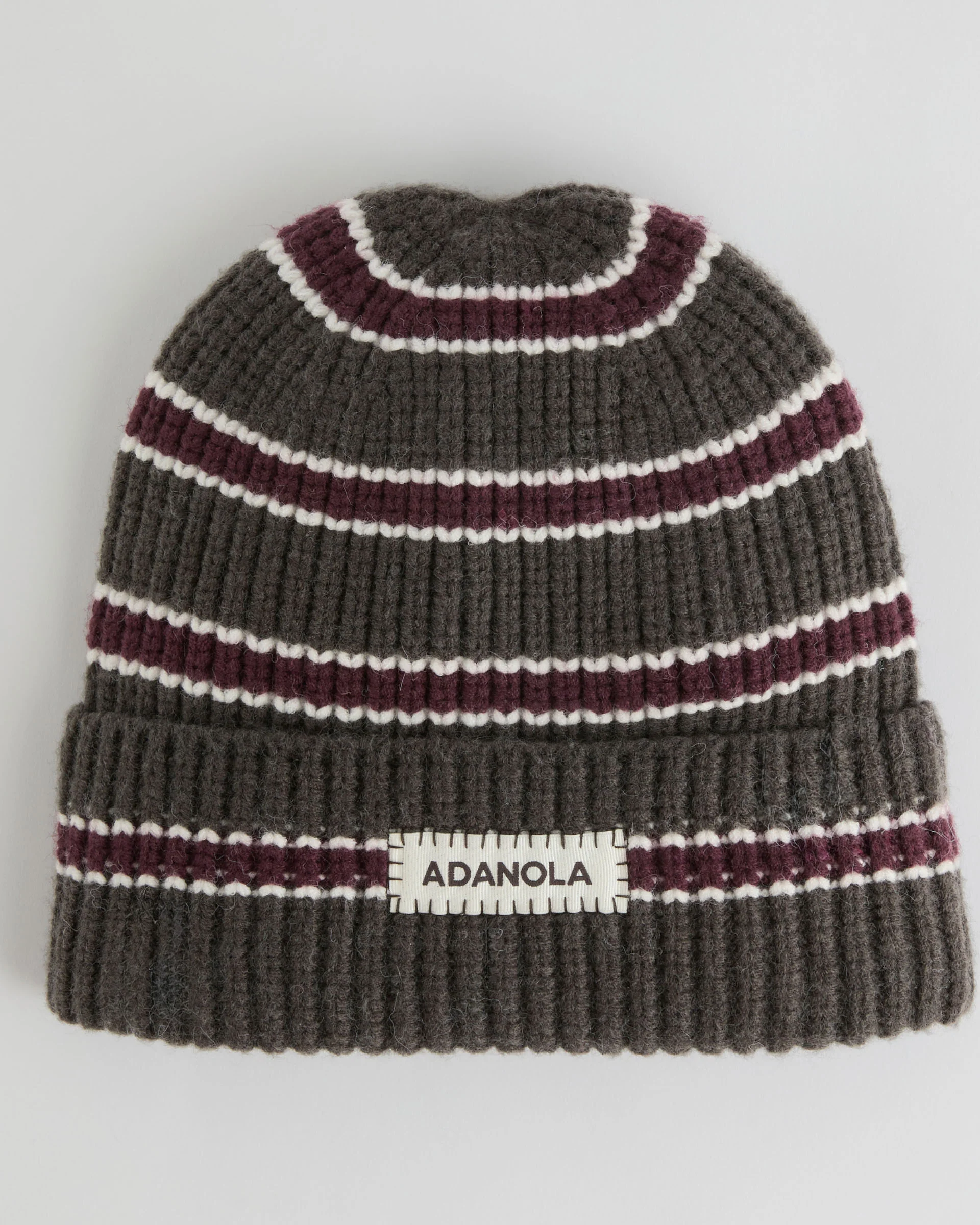 Stripe Beanie - Coffee Bean/Marshmallow White - Image 2