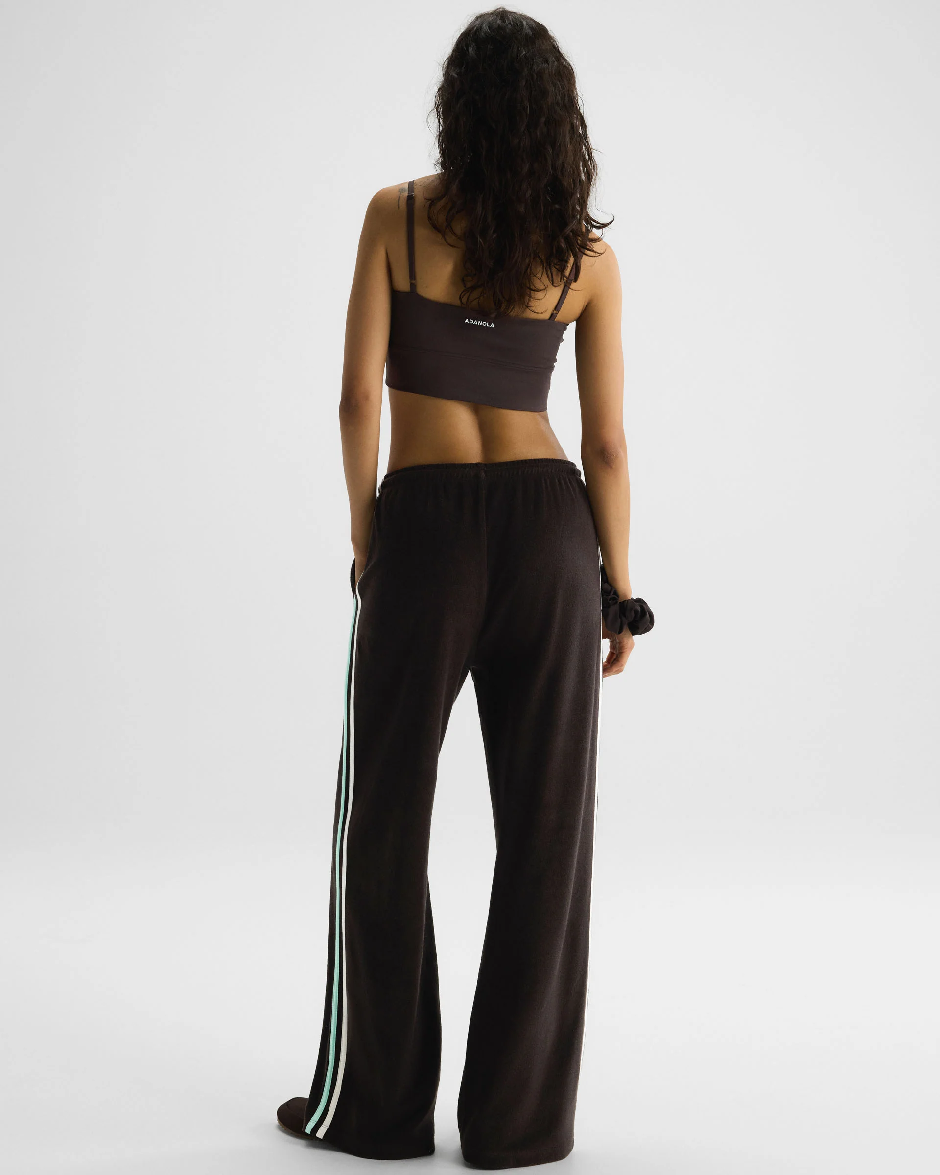 Terry Towelling Straight Leg Trousers - Coffee Bean - Image 2