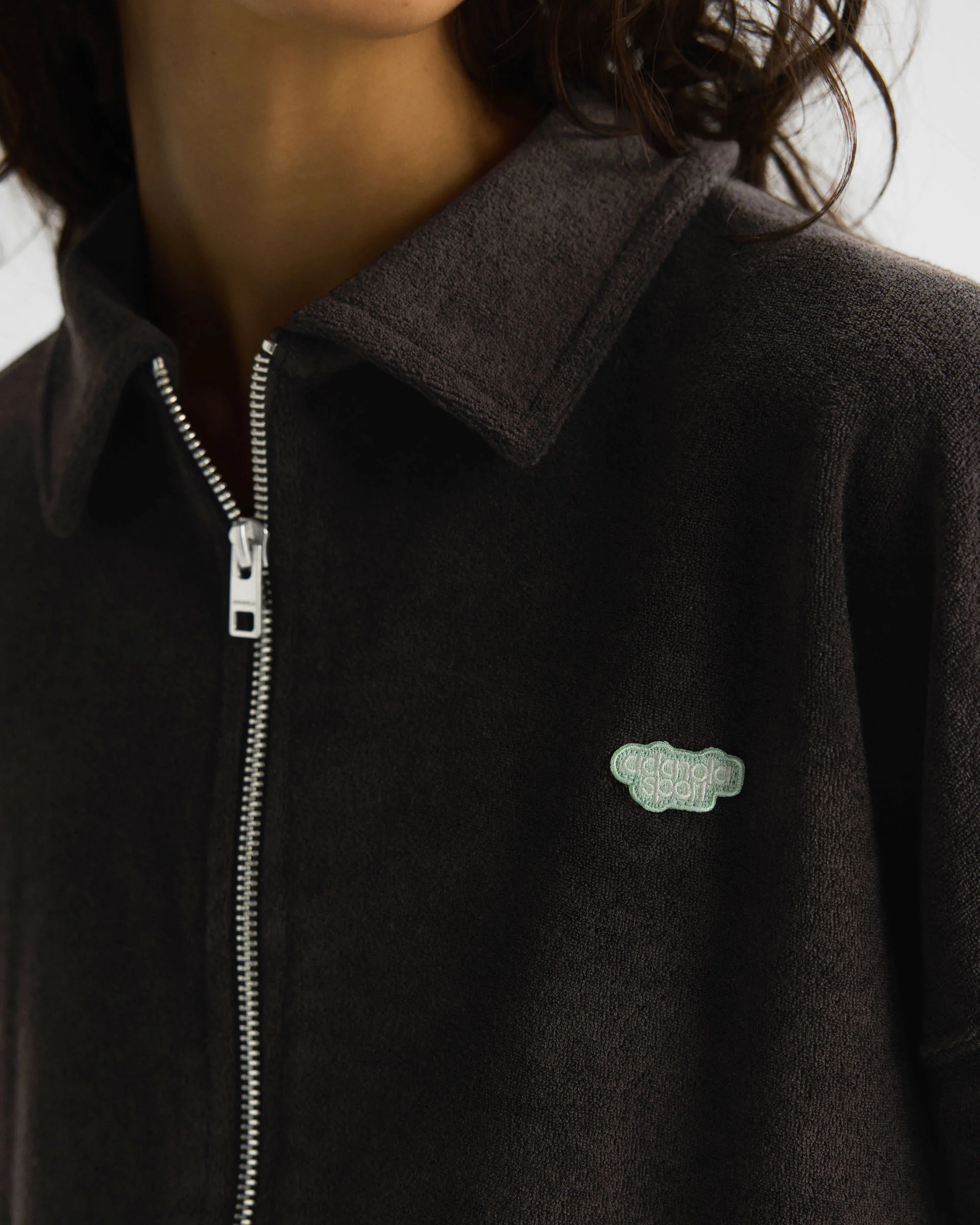 Terry Towelling Tie Hem Jacket - Coffee Bean - Image 4