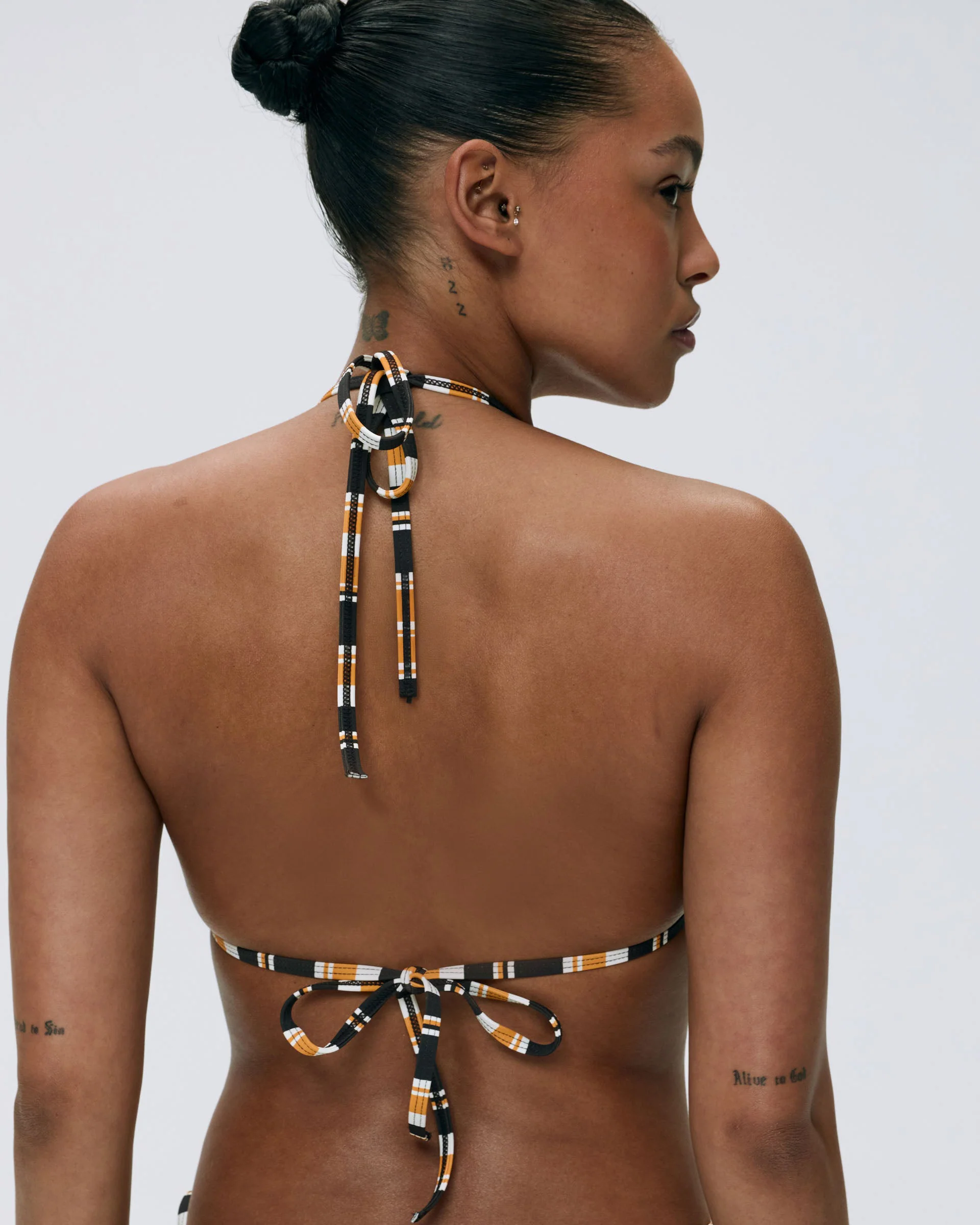 Triangle Stripe Bikini Top - Coffee Bean - Image 2