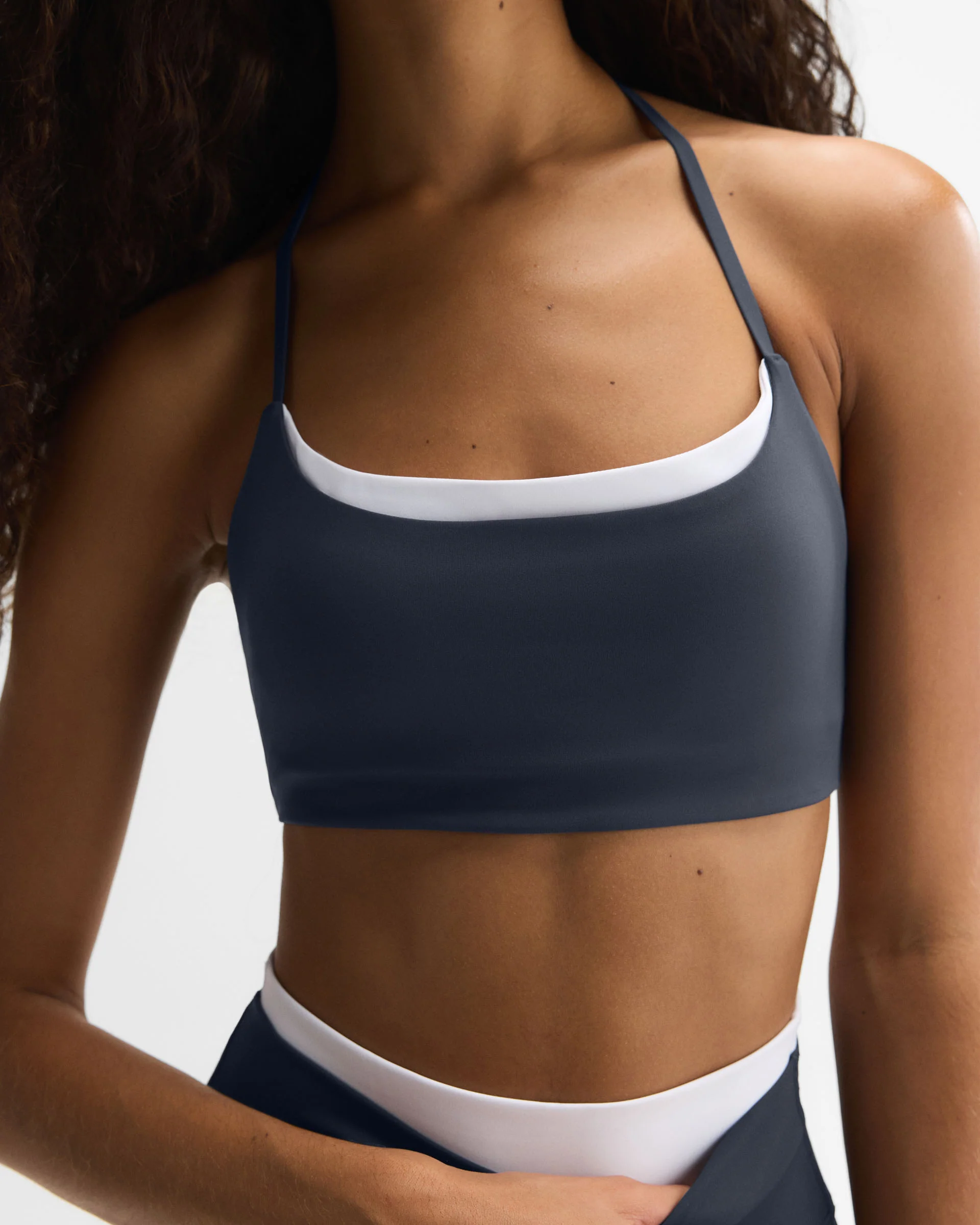 Ultimate Halter Double Layer Bra - Midnight Blue/White - Image 5