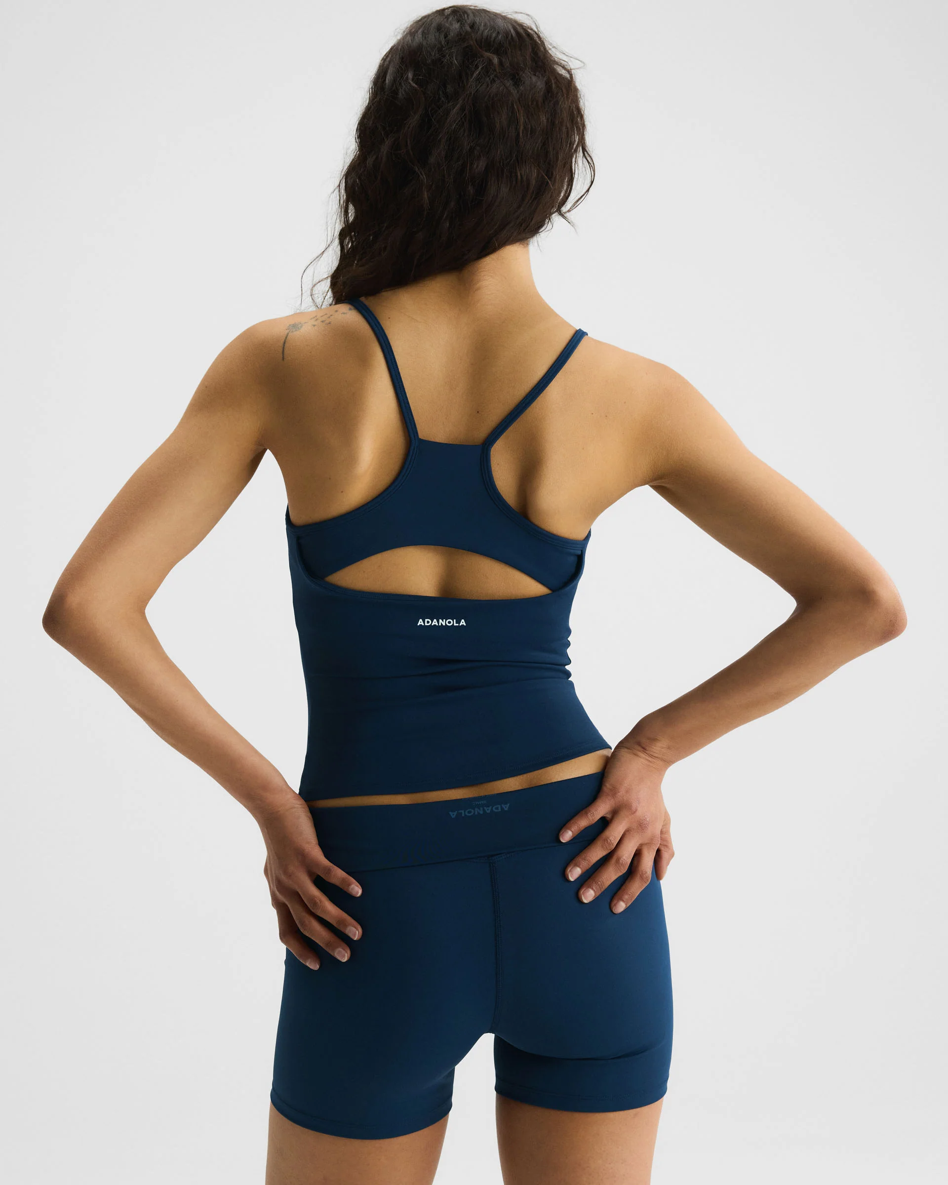 Ultimate Ruched Open Back Tank - Navy Blue - Image 2