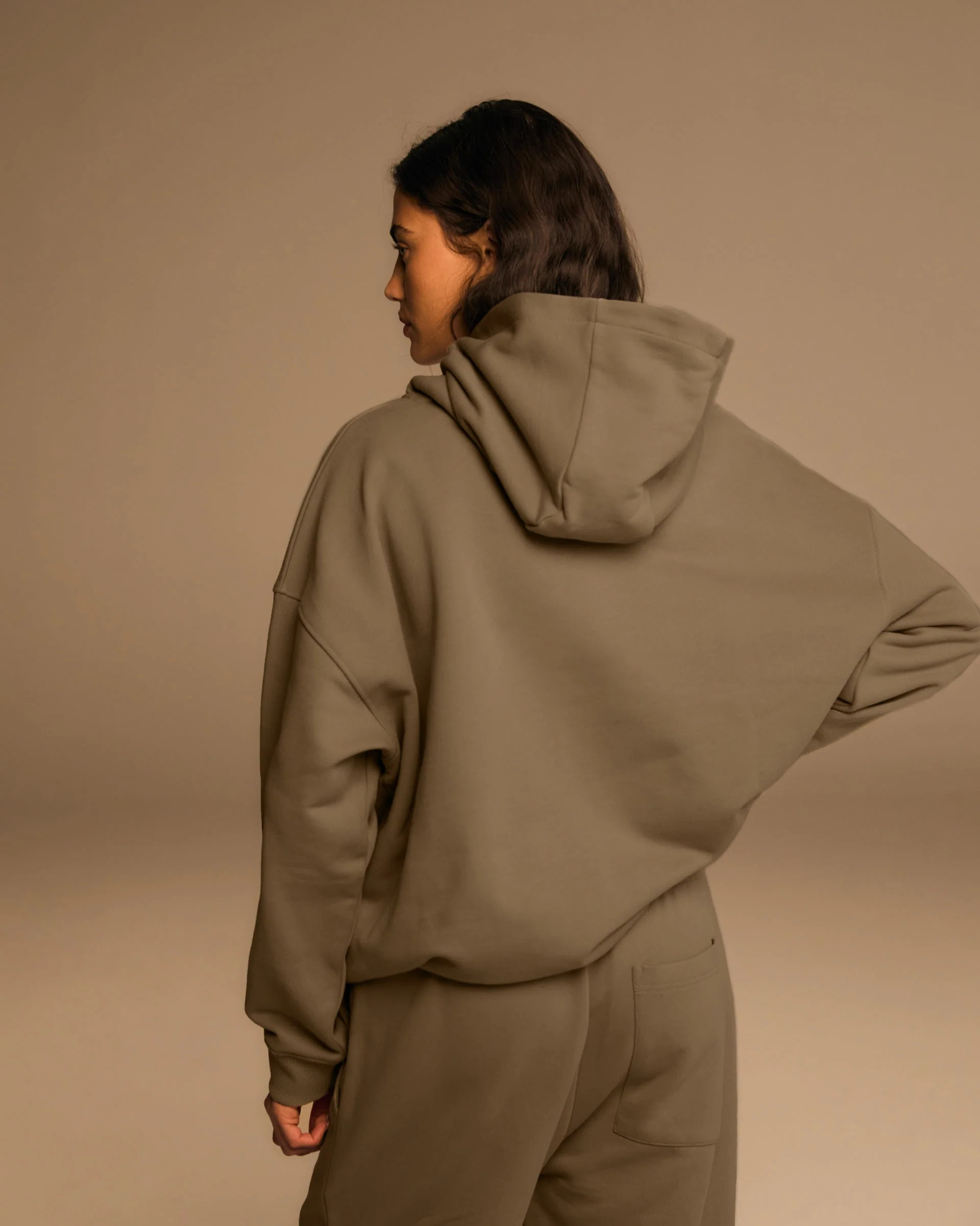 Varsity Oversized Hoodie - Khaki Beige - Image 2