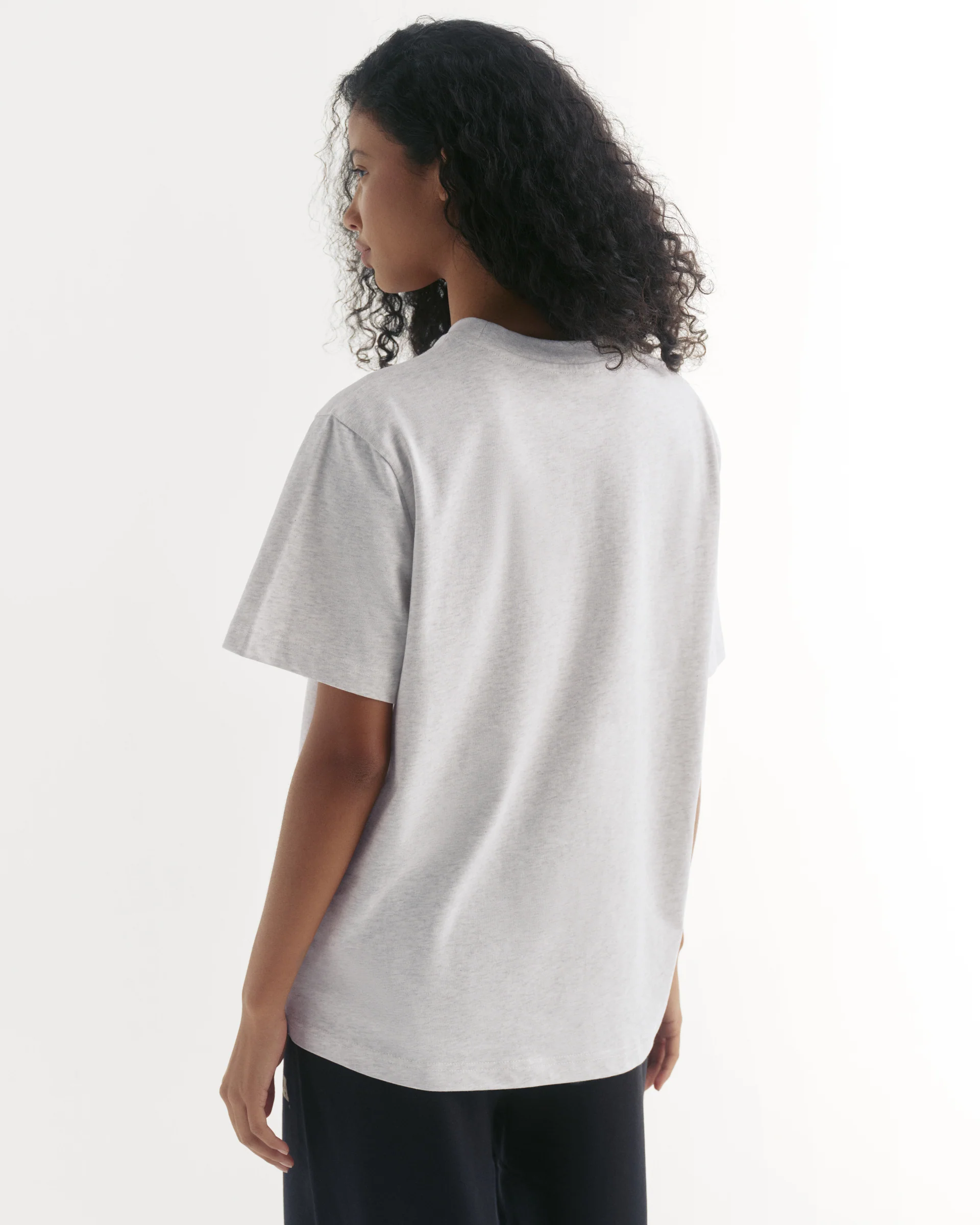 Varsity Short Sleeve Oversized T-shirt - Light Grey Melange/Black - Image 2