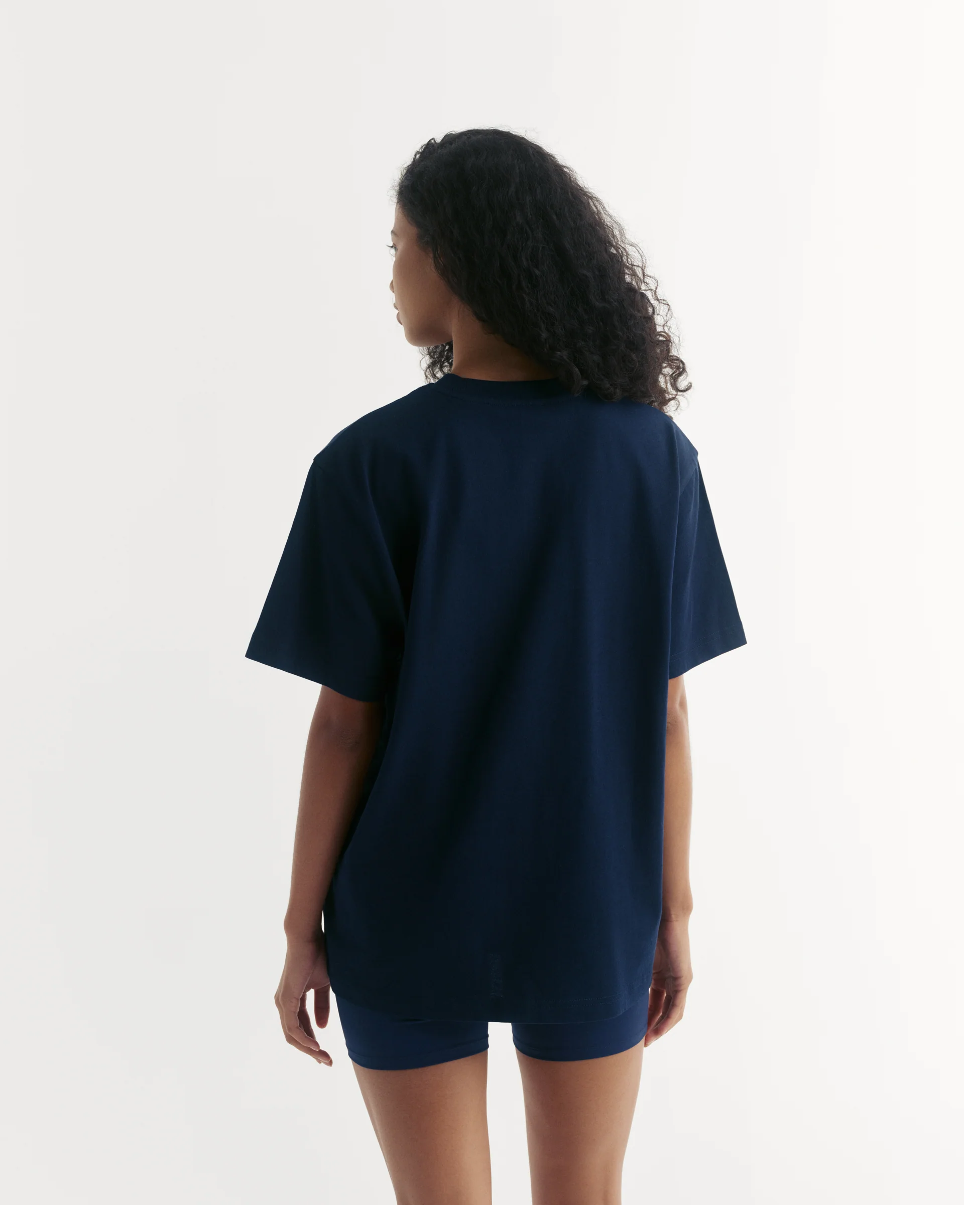 Varsity Short Sleeve Oversized T-shirt - Navy Blue/White - Image 2