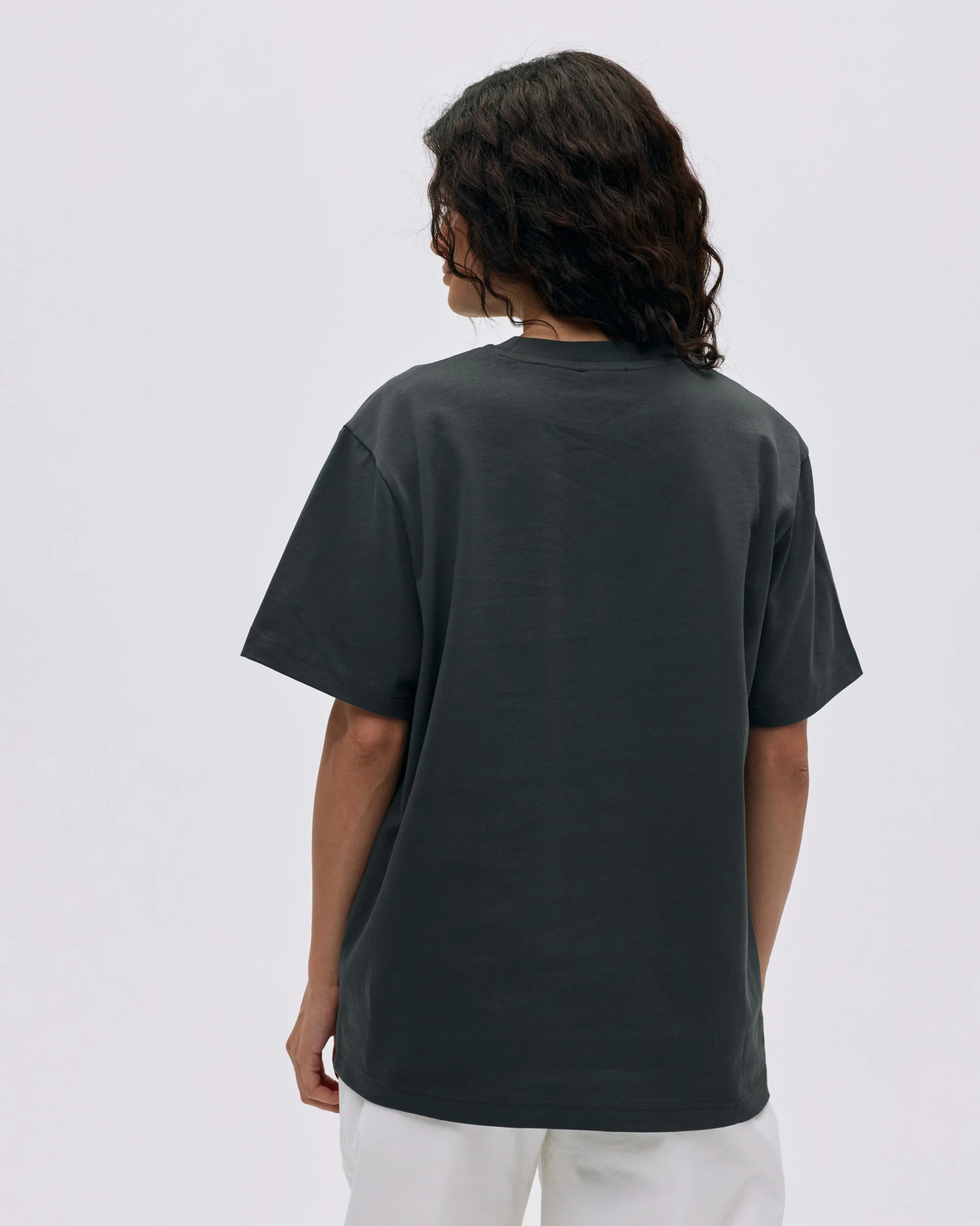 Varsity Stitch Short Sleeve Oversized T-shirt - Graphite Grey/Marshmallow White - Image 2