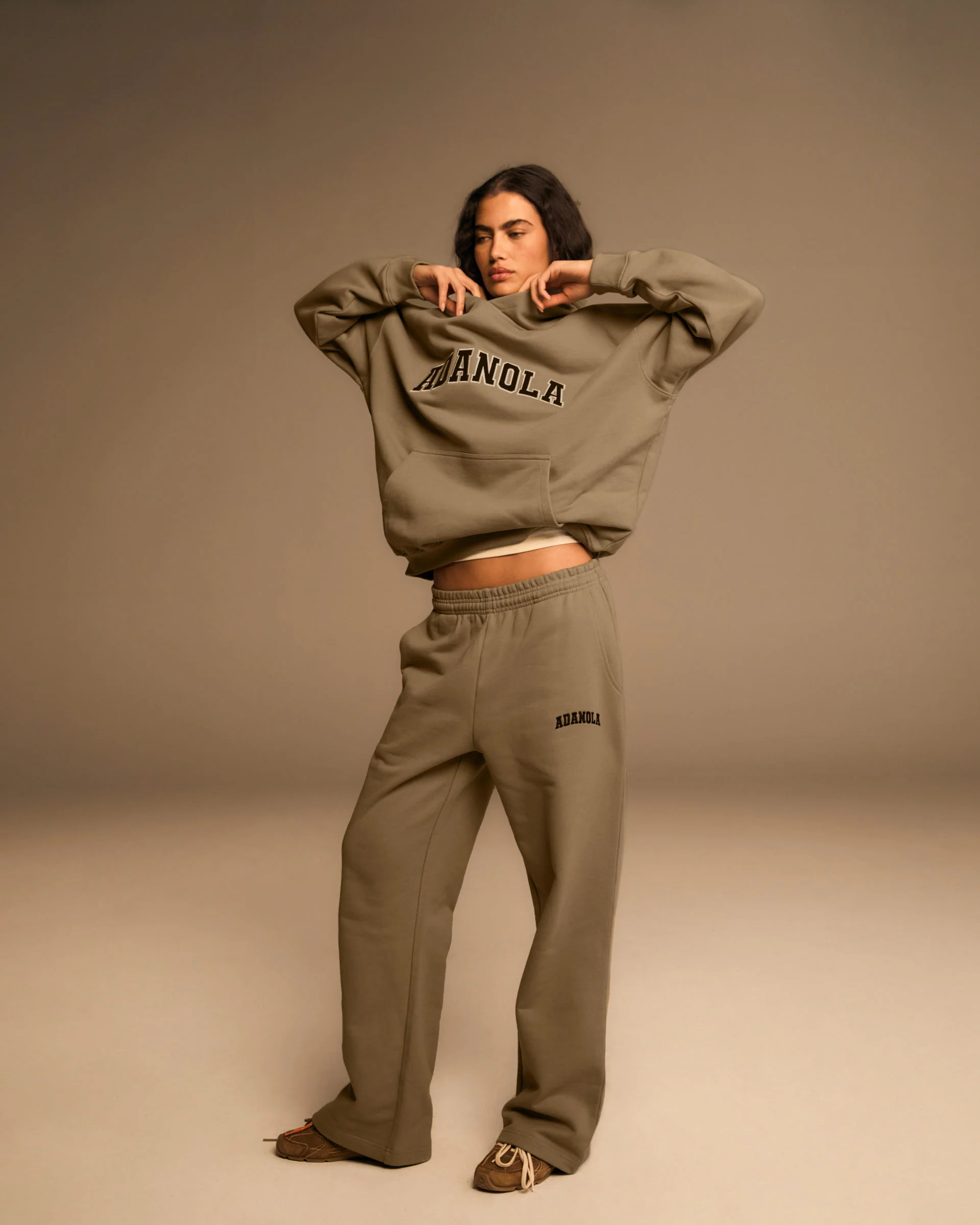 Varsity Straight Leg Sweatpants - Khaki Beige - Image 4