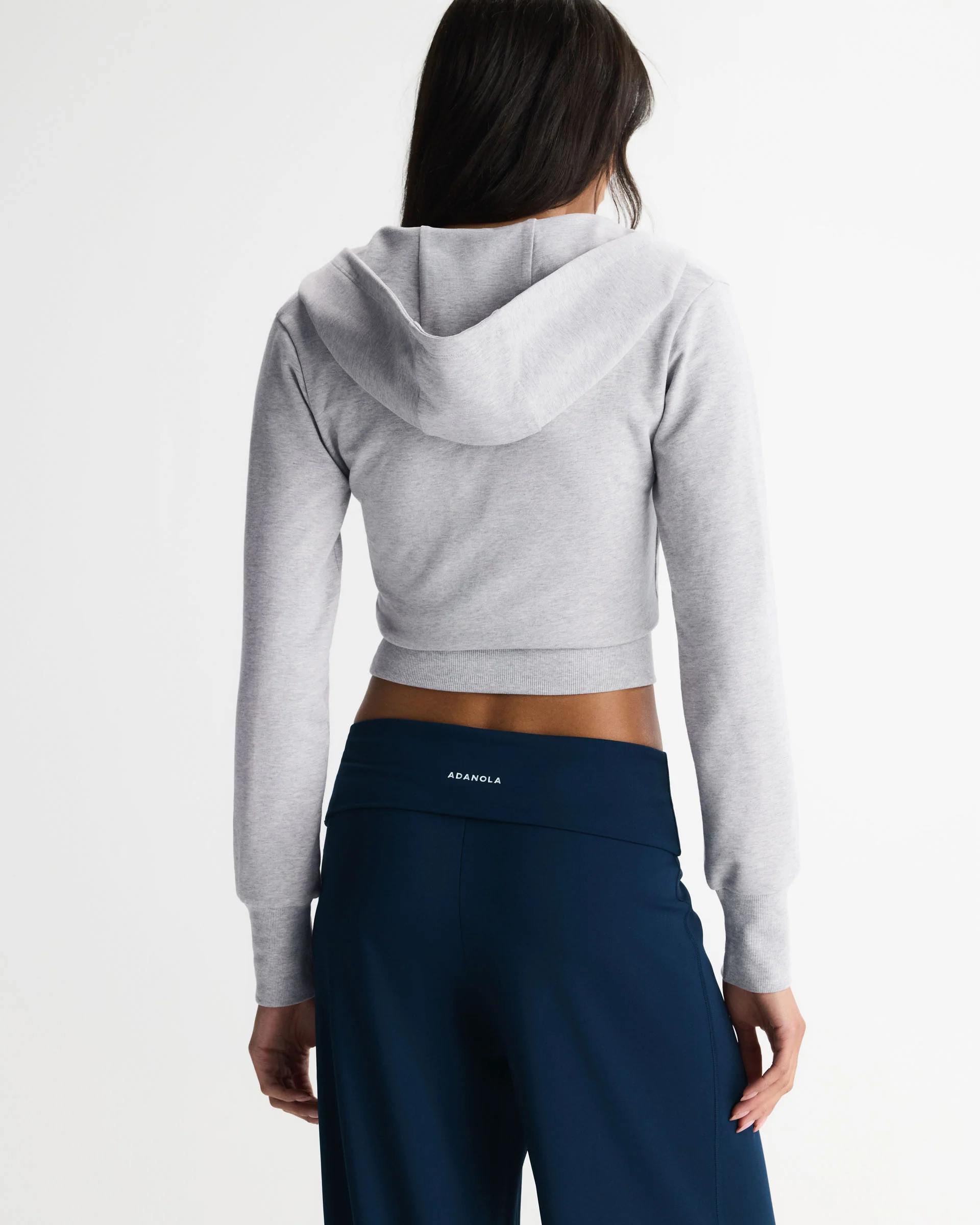 Wrap Modal Hoodie Top - Light Grey Melange - Image 2